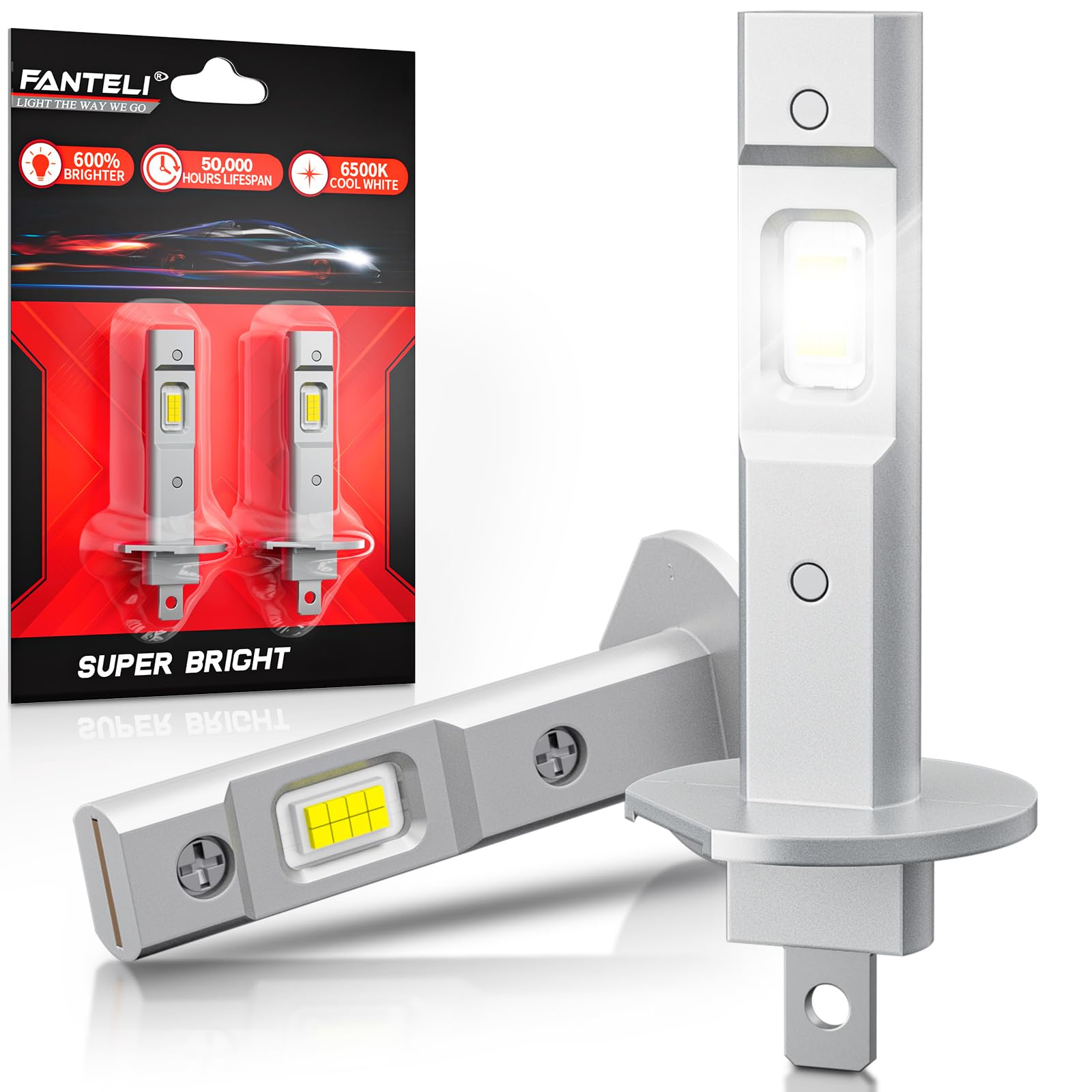 FANTELI H1 LED Bulb - 34000LM, 6000K Cool White, IP68 Waterproof, Plug and Play, Pack of 2