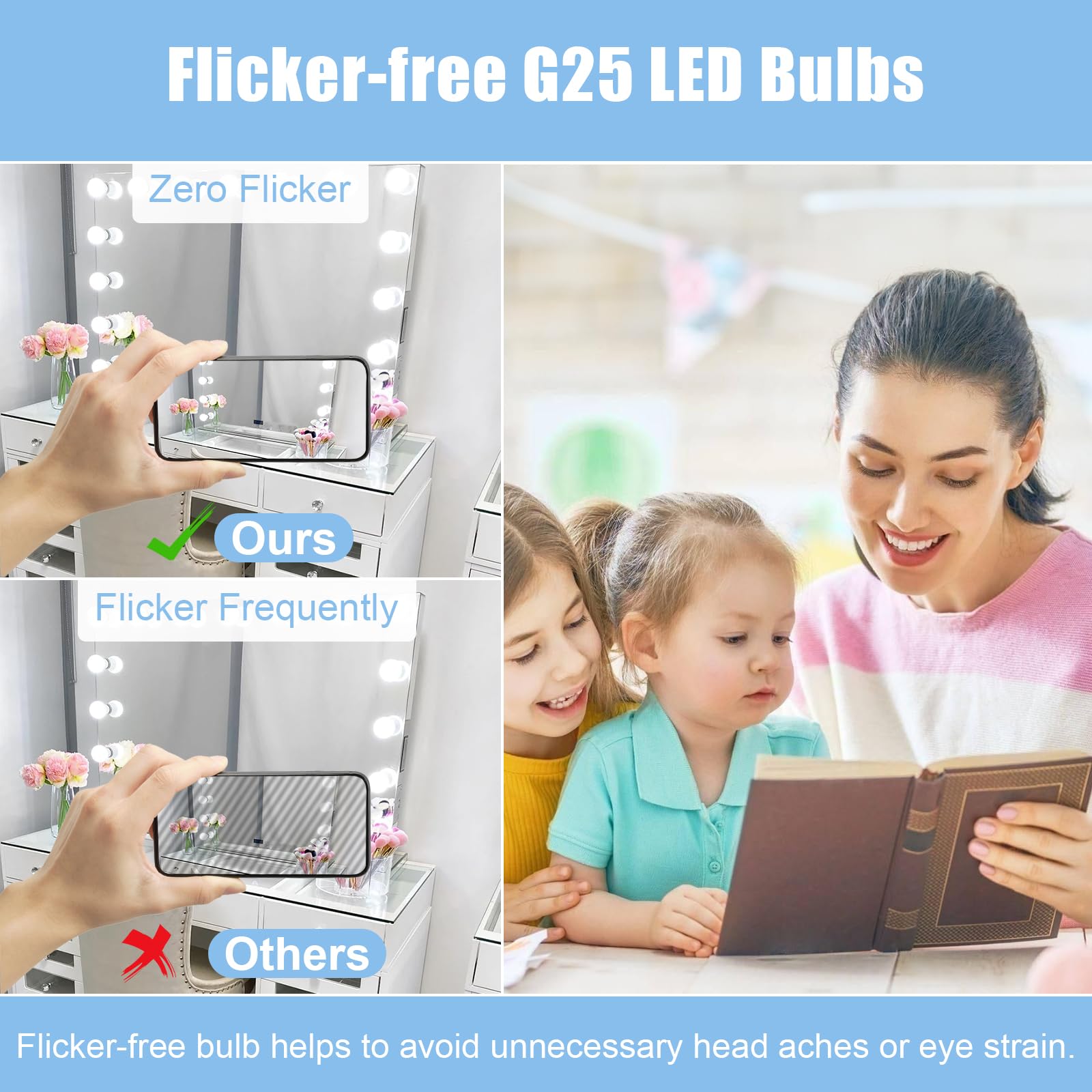 Hansang Vanity Light Bulb 5000K Daylight 8 Pack G25 Led Globe Light Bulb For Bathroom Vanity Mirror Decorative,E26 Medium Base,