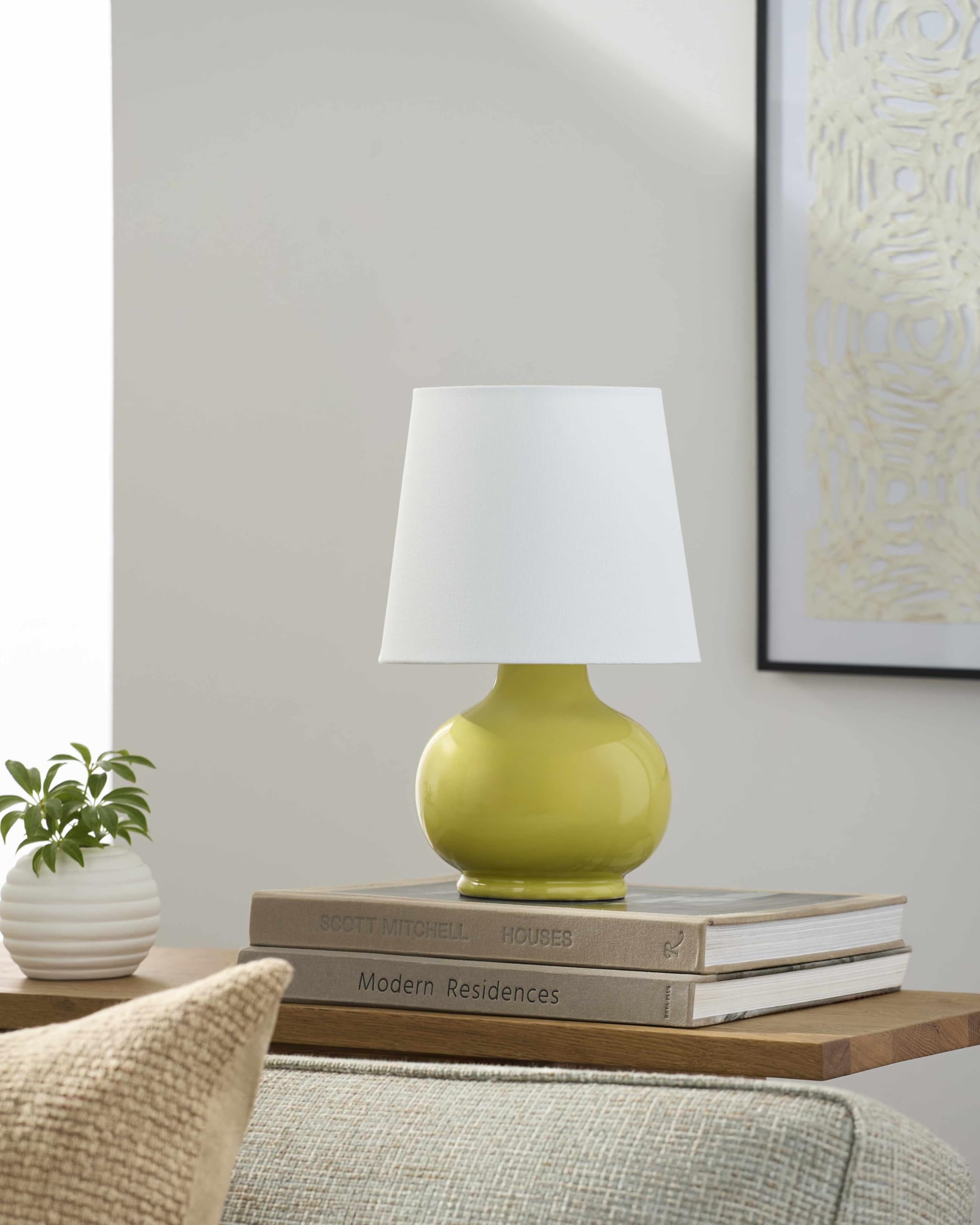 Hauteloom Theisseil Table Lamp, Ceramic, 13inH x 8inW x 8inD, Green/White Translucent, Model TXCHMC9-020