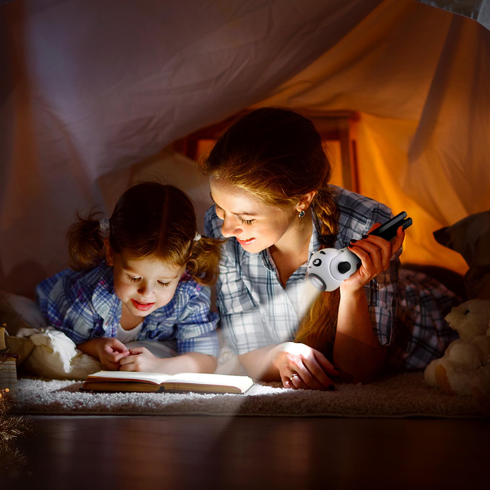 Tolys Panda Kids Flashlight - Rechargeable Led Torch With 8 Color Modes, Usb-C, Fun Flashlight For Boys & Girls, Perfect For Par