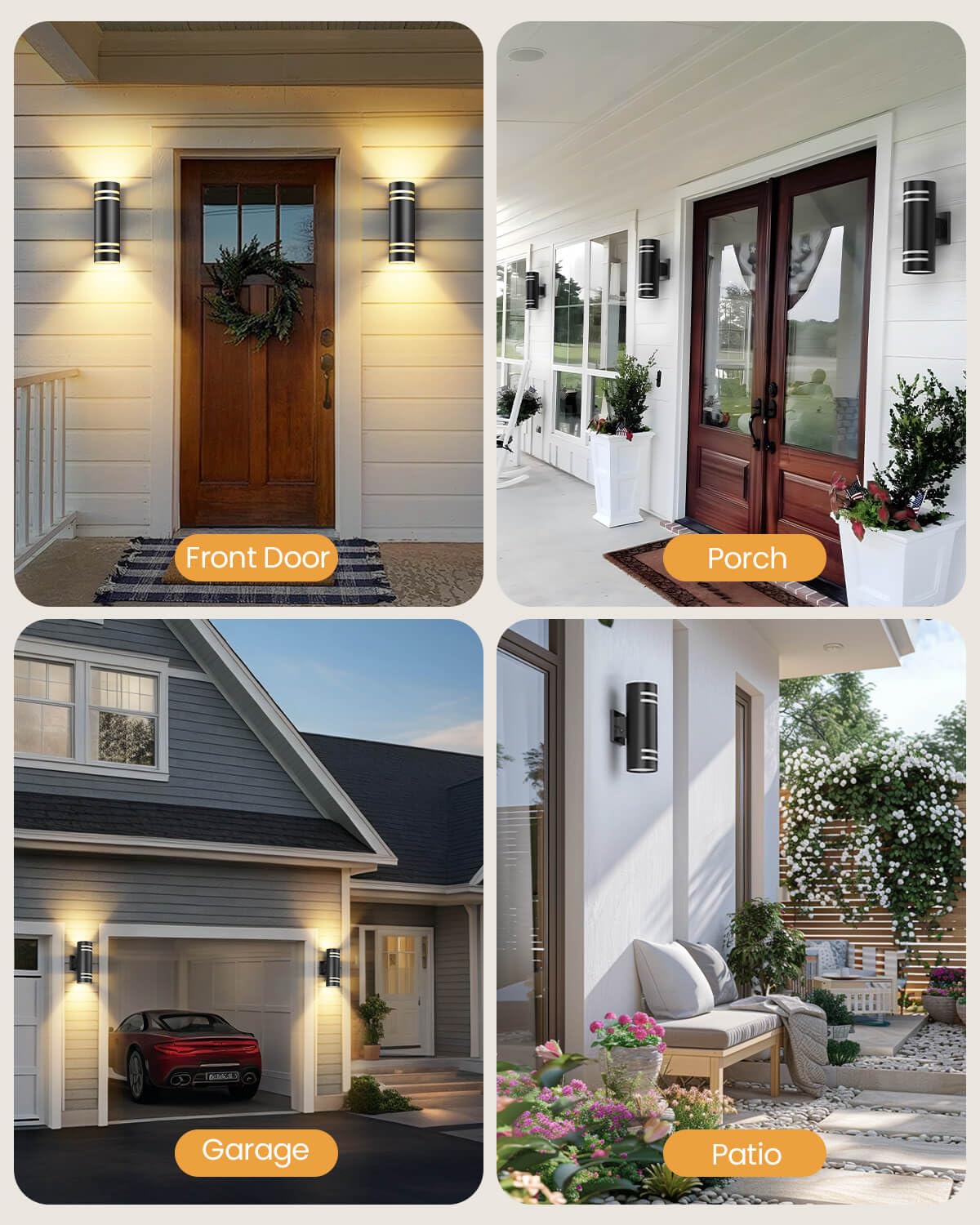 Shimr Dusk To Dawn Outdoor Lighting 2 Pack  Modern Outdoor Wall Lights With Led Bulbs  Matte Black Exterior Lighting Fixtures Wall Mount  Up And Down Outside Lights For House Porch Garage [Etl Listed]