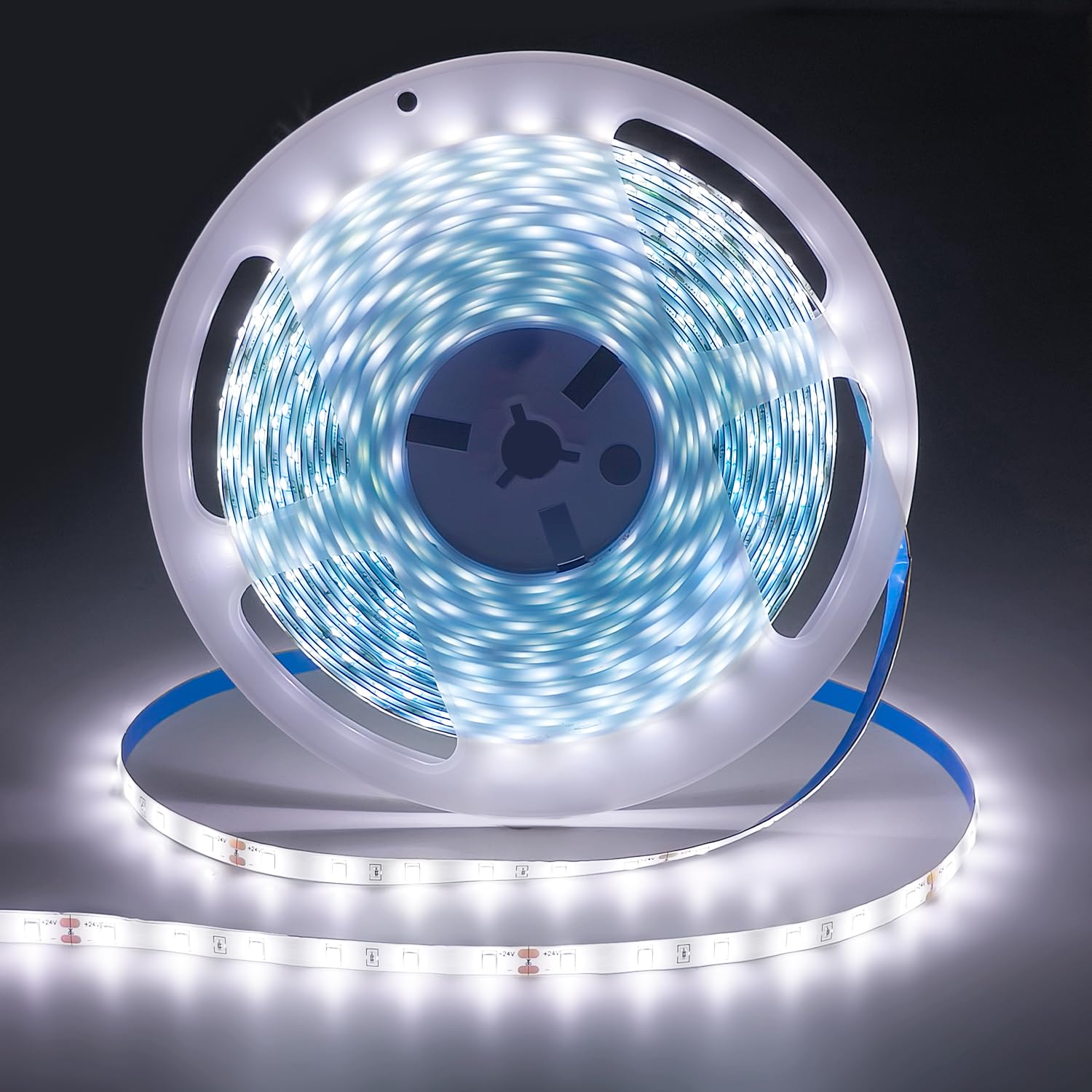 iNextStation 32.8ft/10M White LED Strip Light, 24V 2835 SMD 600 LEDs Flexible Cuttable Waterproof LED Tape Light for Bedroom Kit