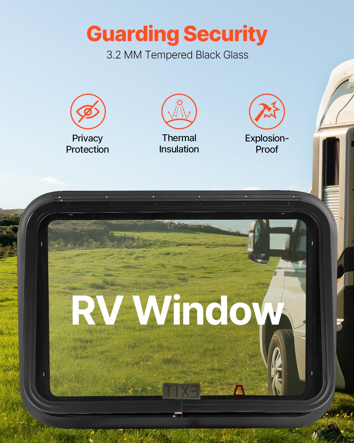 VEVOR RV Exit Window, 30 W x 22 H Tinted RV Window with Net Screen and Trim Ring, Fit for 1 1/4 - 1 13/16 Thickness Wall, RV Win
