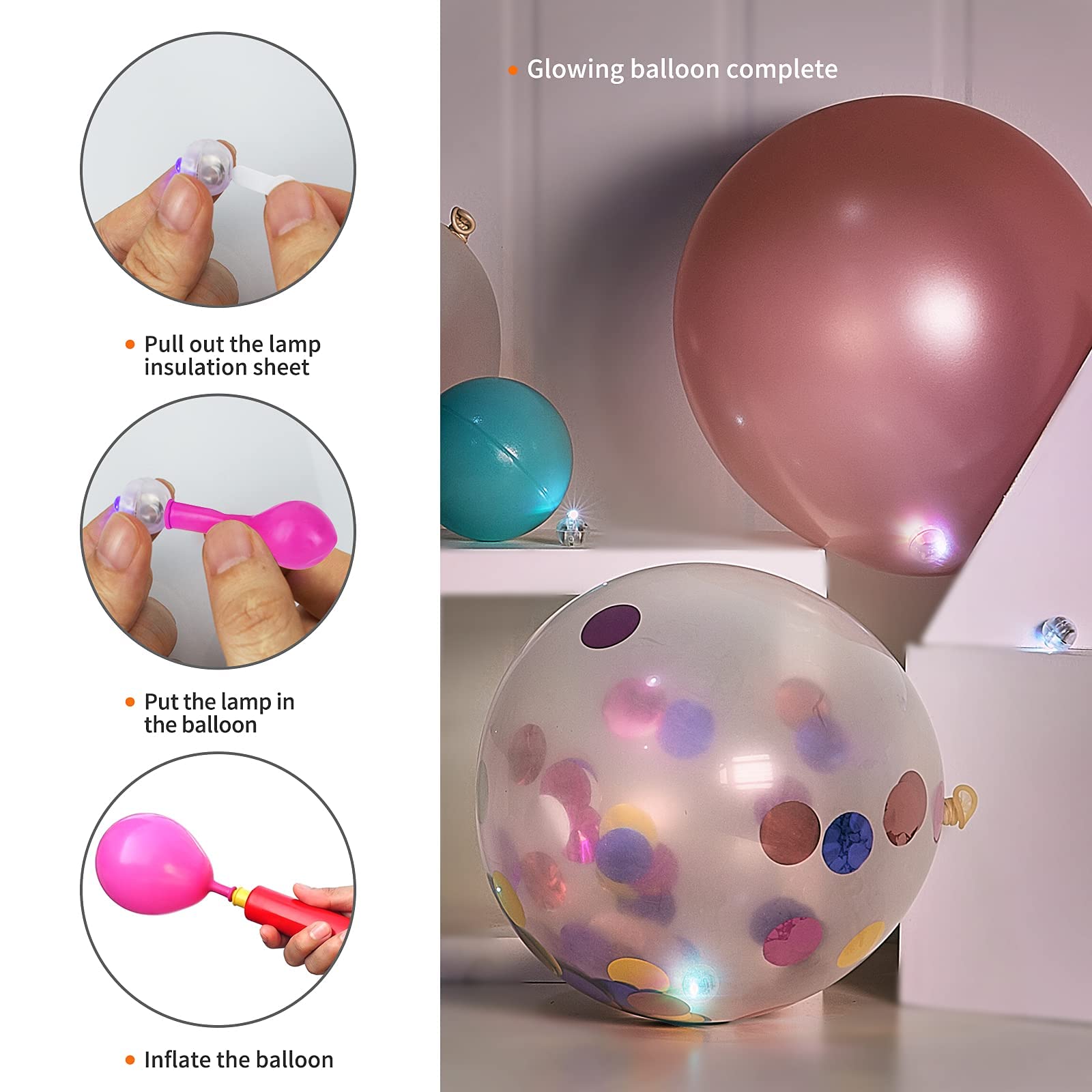 Aogist 100Pcs Purple Balloon Lights,Long Standby Time Waterproof Mini Light,Battery Powered,Round Led Ball Lamp For Latex Balloon Paper Lantern Birthday Party Christmas Halloween Decorative