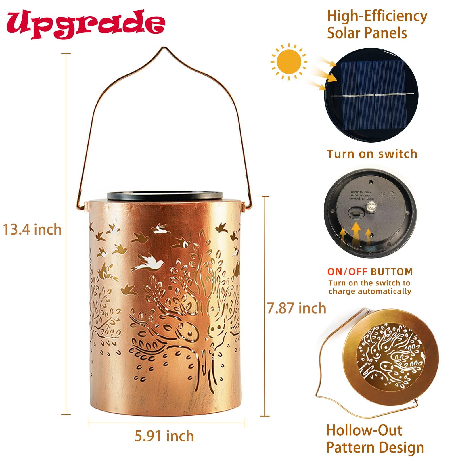 Upgraded 13.4'' Large Solar Lanterns Outdoor With Long-Lasting 2000Mah Battery - Thoughtful Gift For Women Mom Grandma - Waterpr