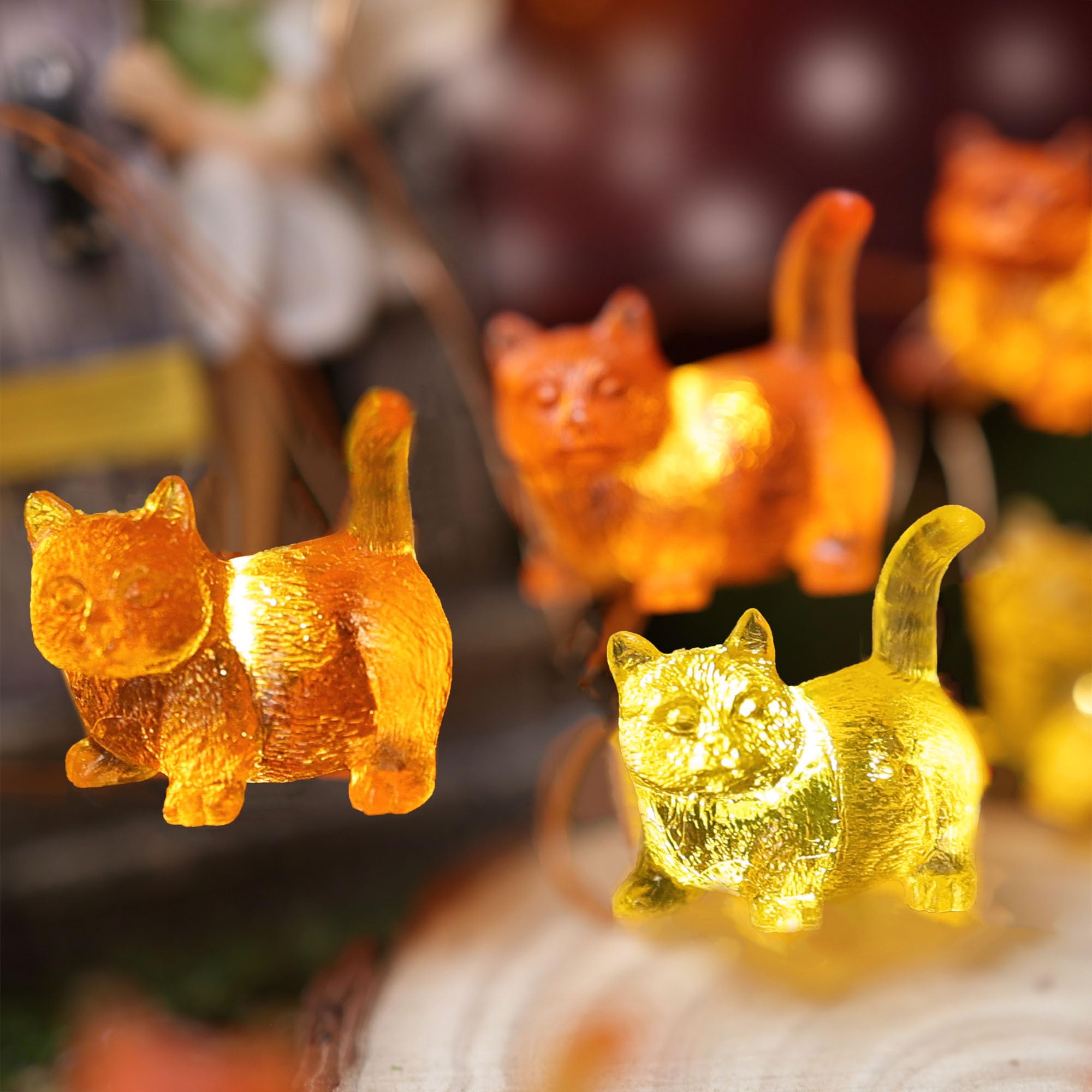 enlaceray Solar Cat String Lights - 40LED Waterproof Fairy Lights for Garden & Patio - Brown - Model DO-solar-2023-LR