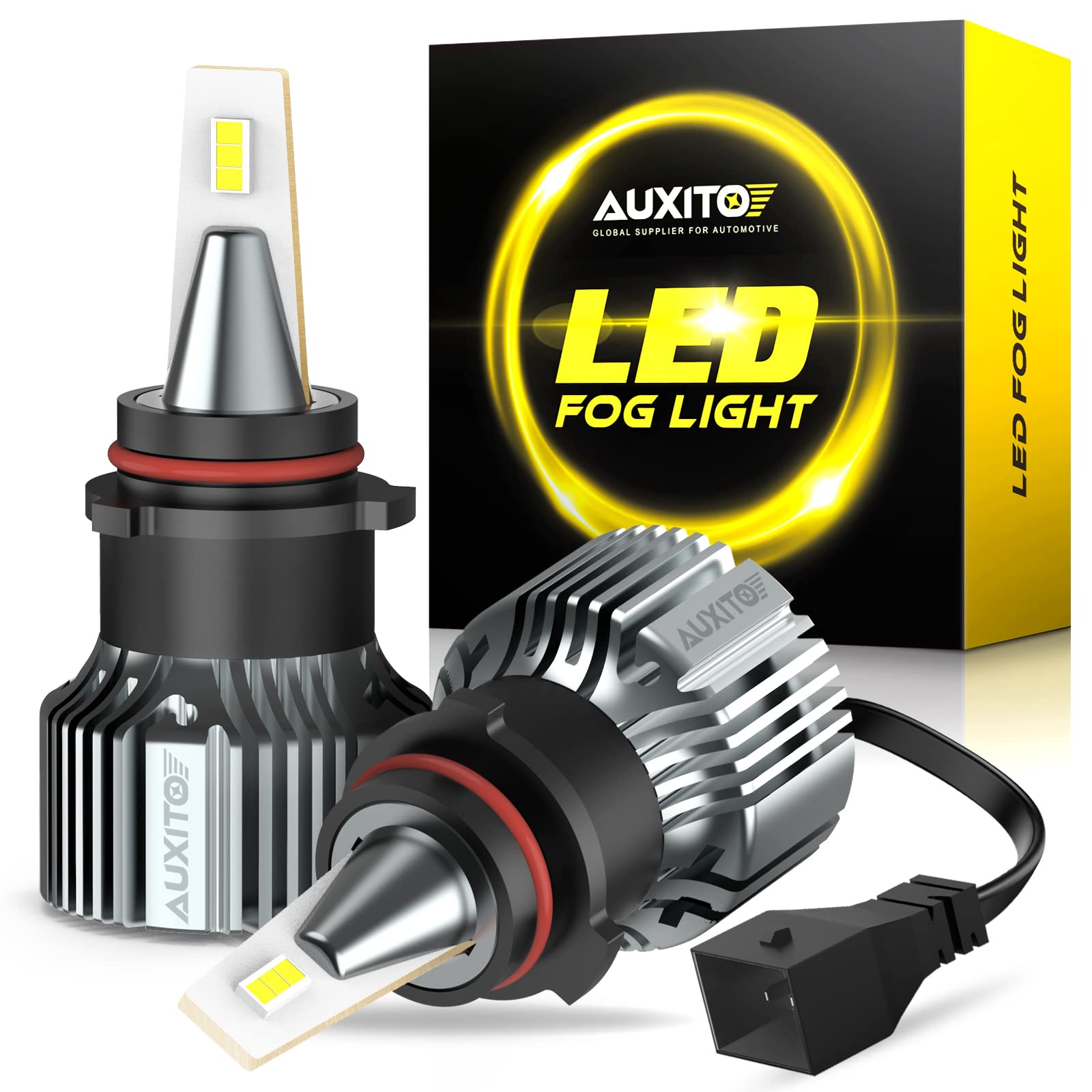AUXITO PSX26W LED Fog Light 6000LM 30W 6500K Cool White Aluminum Copper H28W Replacement Bulbs for Cars Trucks