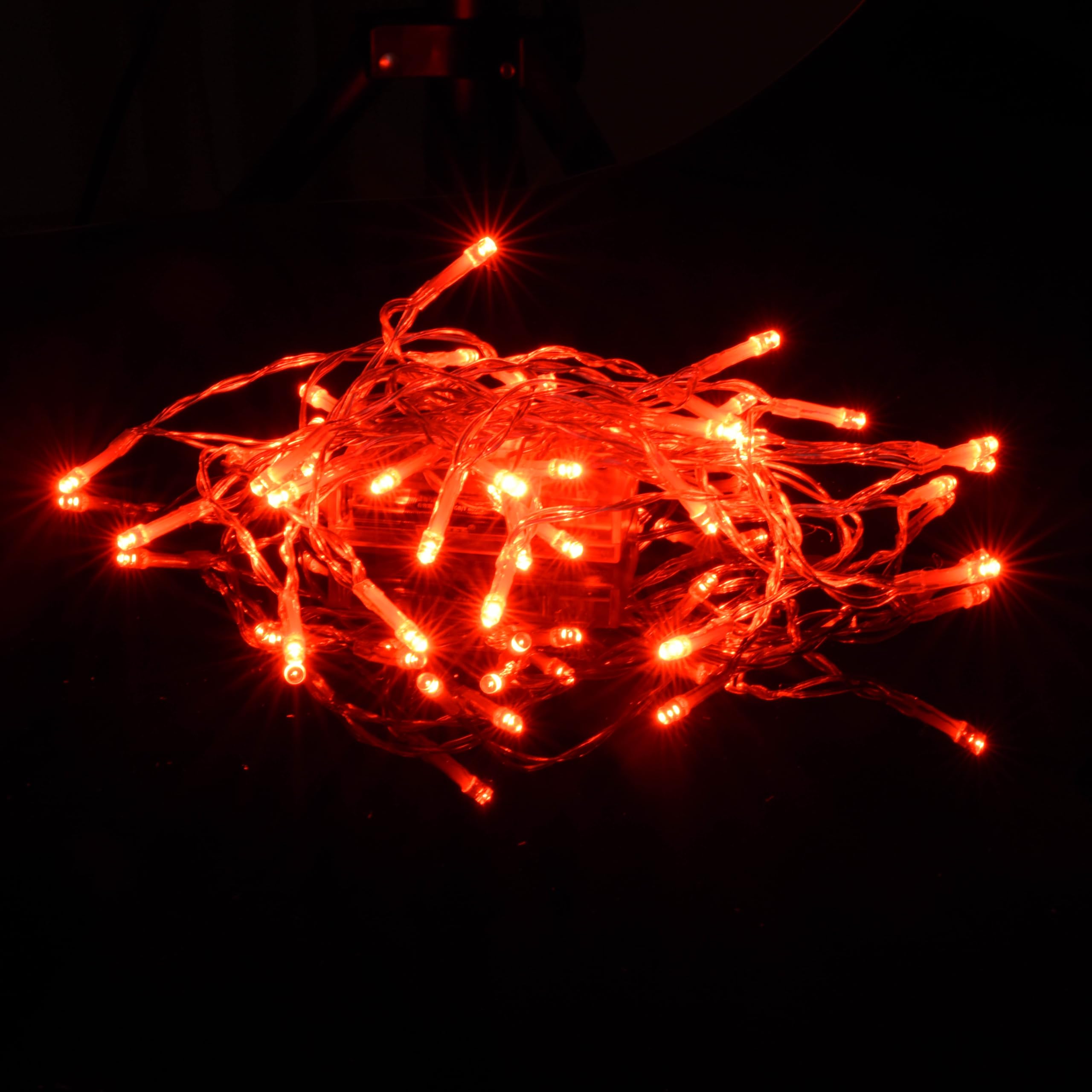 Karlling Battery Operated Christmas Lights,8 Flashing Mode 13 Ft Short Clear Wire Led Fairy Light String With Timer For Small Mini Xmas Tree And Wedding Party Indoor/Outdoor Decoration (Red, 1Pack)