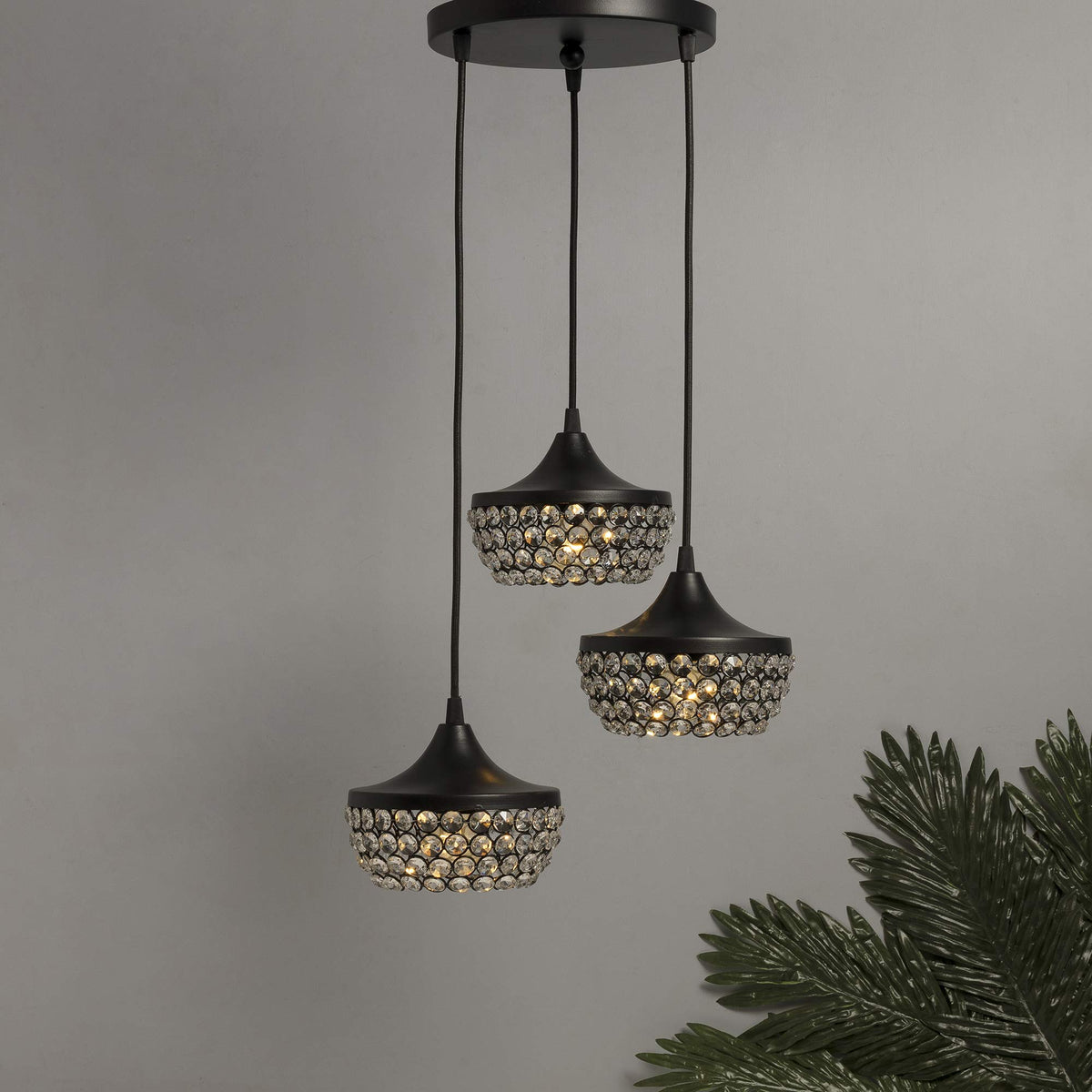 Homesake Hanging Lights, 3-Pendant Light Crystal, Home Decor Items, Hanging Ceiling Decorative Chandelier Home, Decoration Items