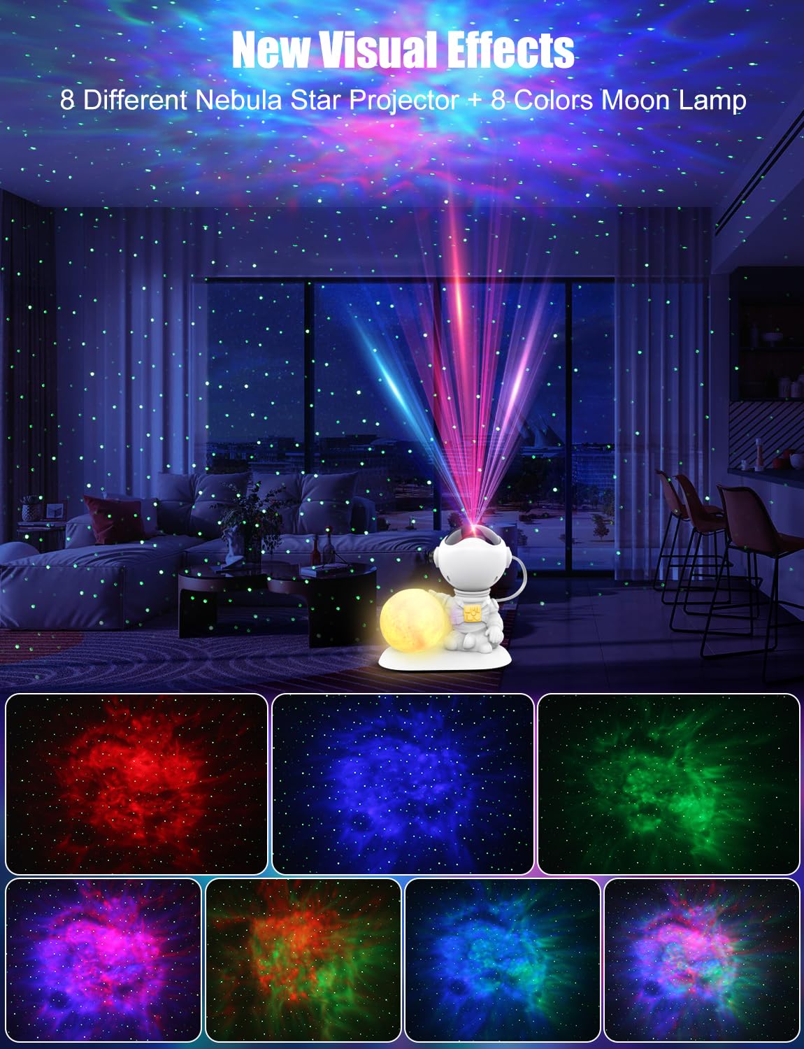 Astronaut Galaxy Projector, 3 In 1 Star Projector With 3.5 Inch Moon Lamp, Remote & Timer, 33 Light Effects Space Projector For Bedroom, Kids Adults Room Decor Aesthetic, Gifts For Christmas Birthdays