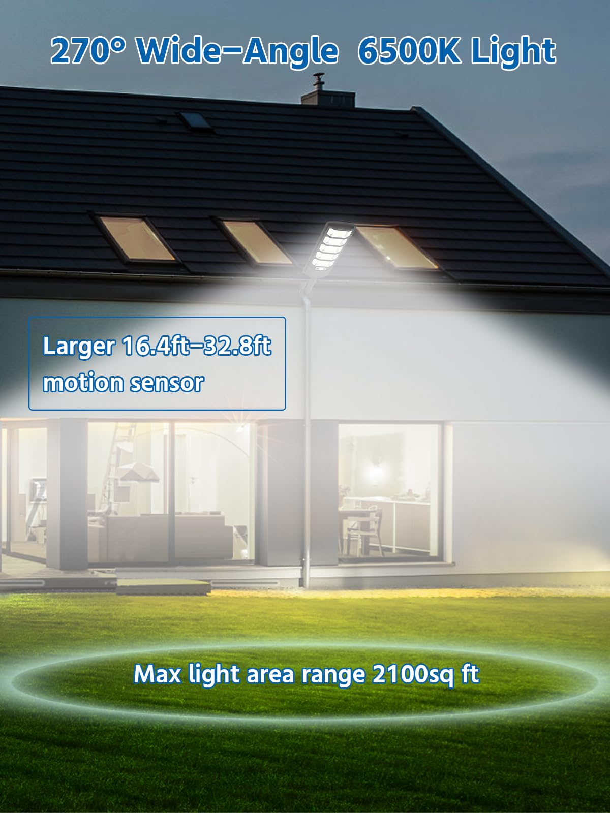 Ehowdin Solar Street Light 6500K IP67 Waterproof 240PCS LEDs Dusk to Dawn Motion Sensor Remote Control Black Flood Light01