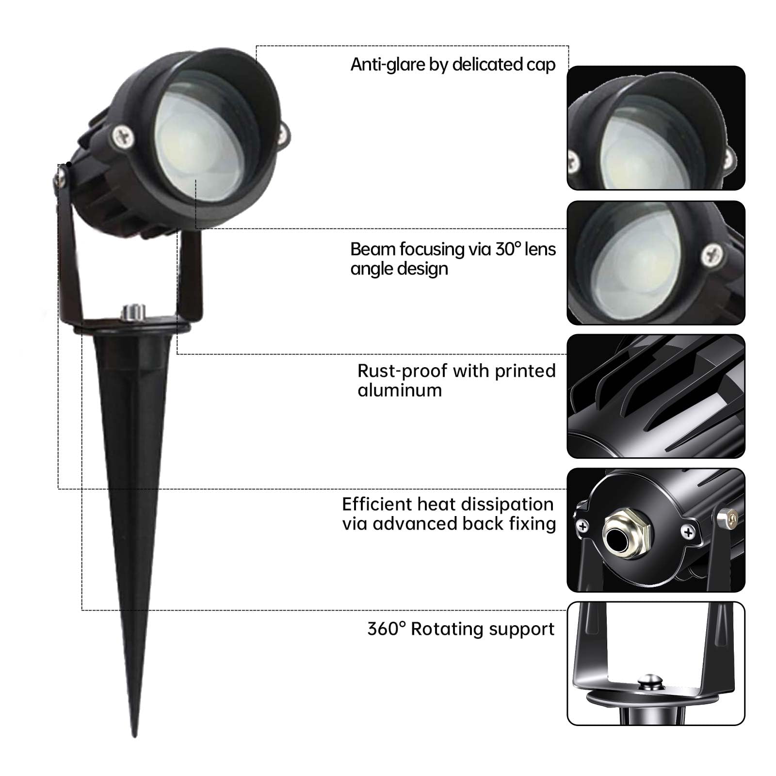 LAVAED 10W LED Landscape Lights Outdoor Spotlight 12V Waterproof 6 Pack Warm White