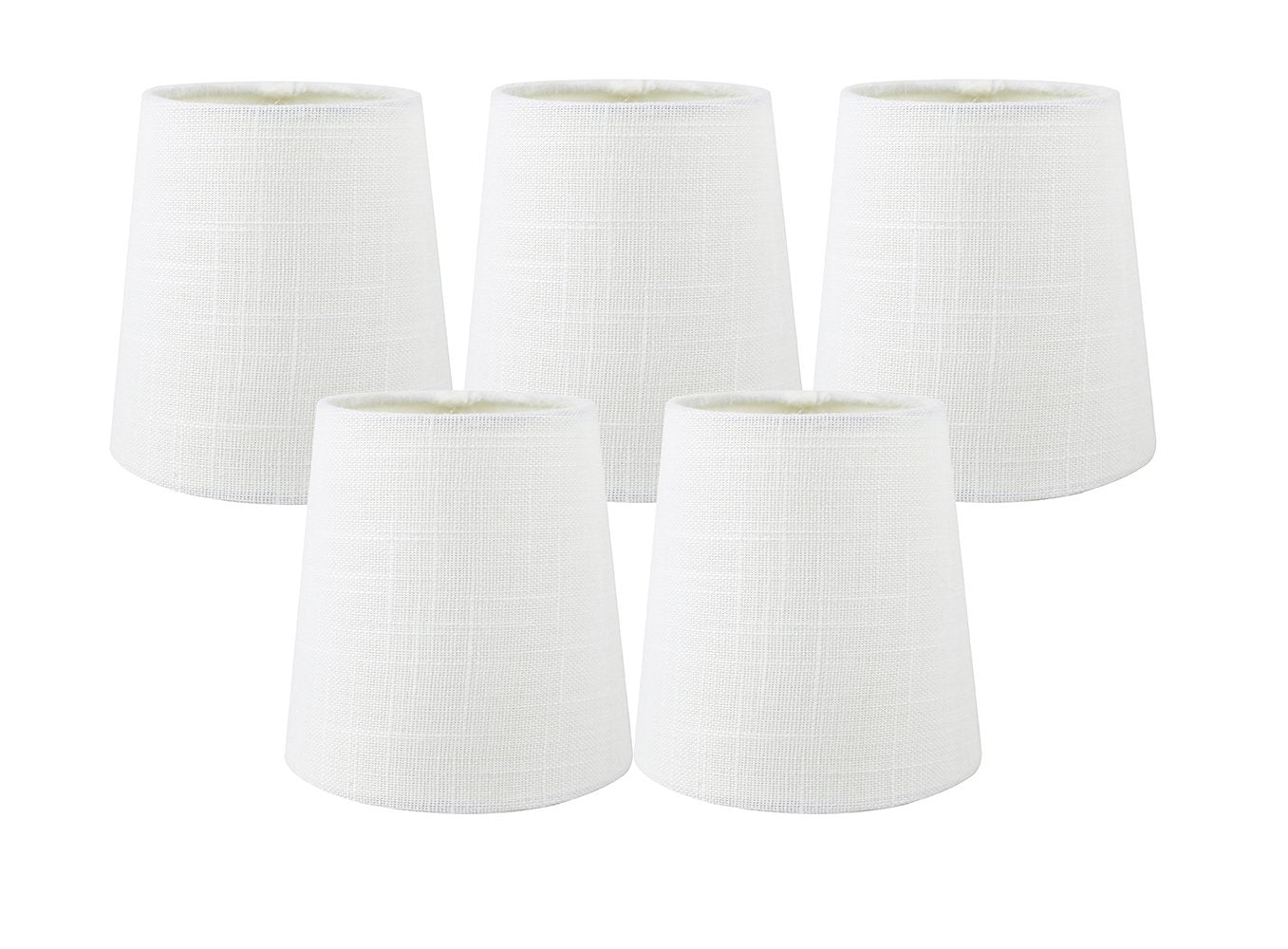 Meriville Set of 5 Off White Linen Clip On Chandelier Lamp Shades, 3.5-inch by 4.5-inch by 4.5-inch