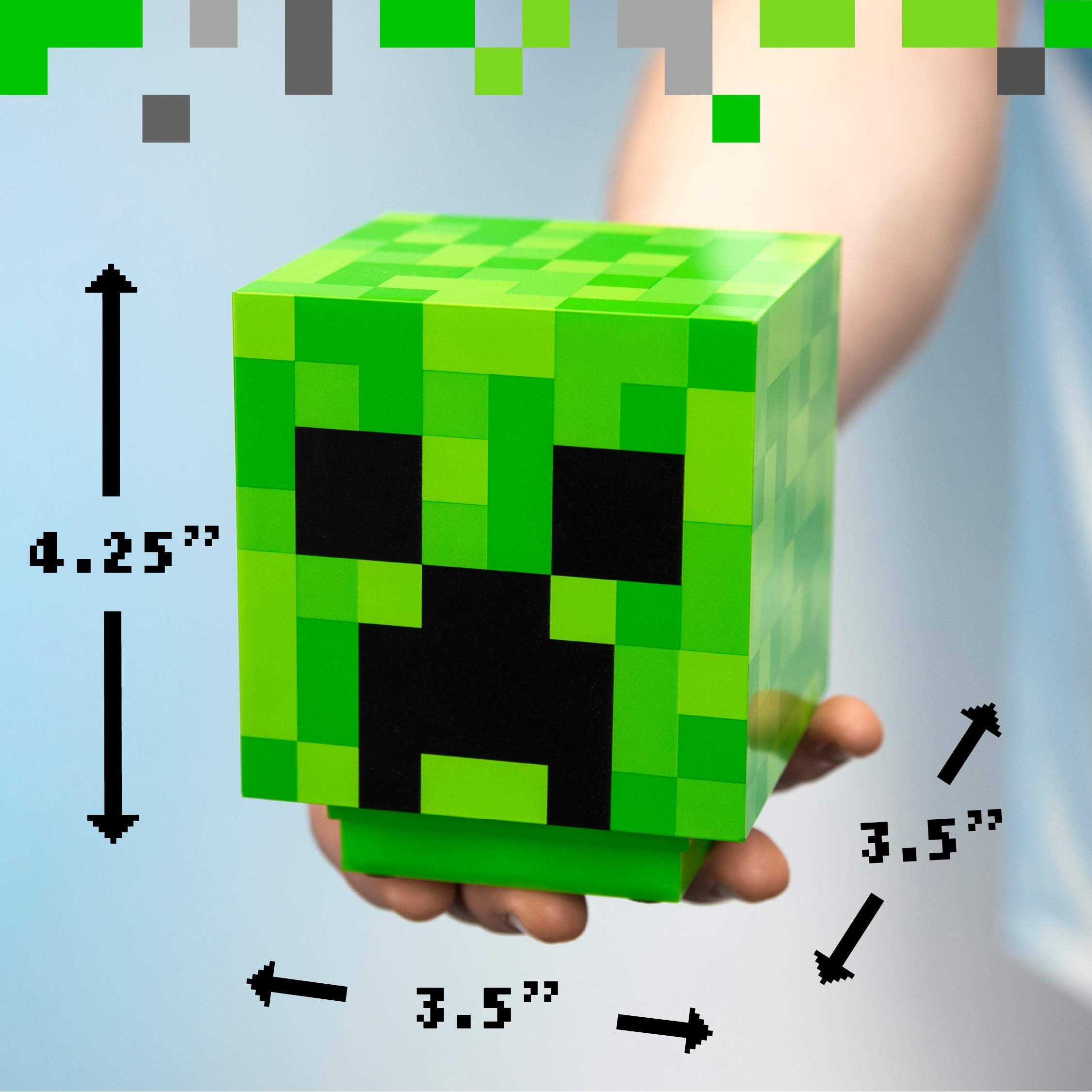 Paladone Minecraft Creeper Desk Light - Green, 11 cm, Plastic, Model PP6595MCFTX, Handheld Night Light with Official Sounds