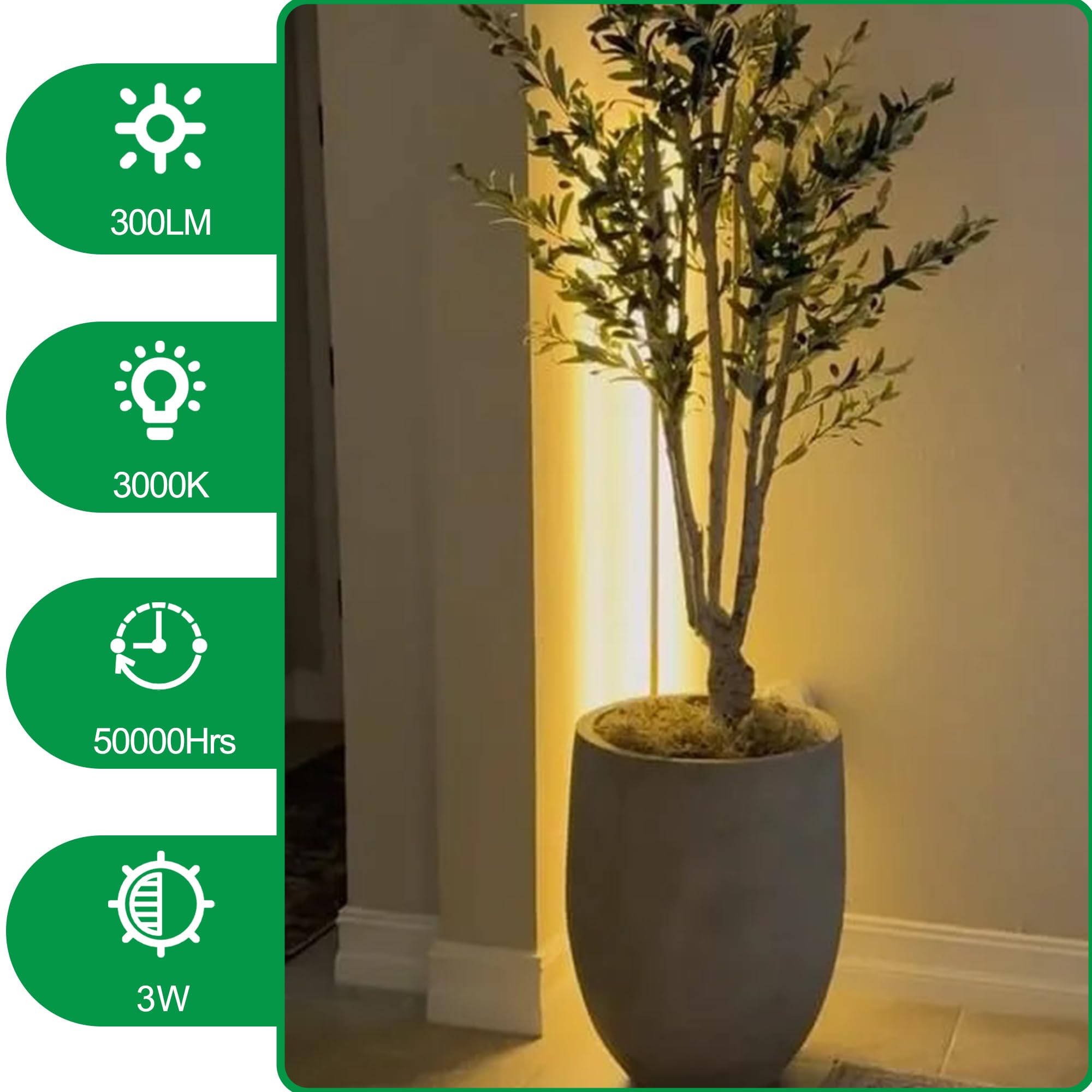 Jiaqiyan Led Indoor Plant Spotlight, 3W Floor Lamp Plant Up Lighting, 3000K Warm White Spotlight Indoor Graphic Light Accent Lig