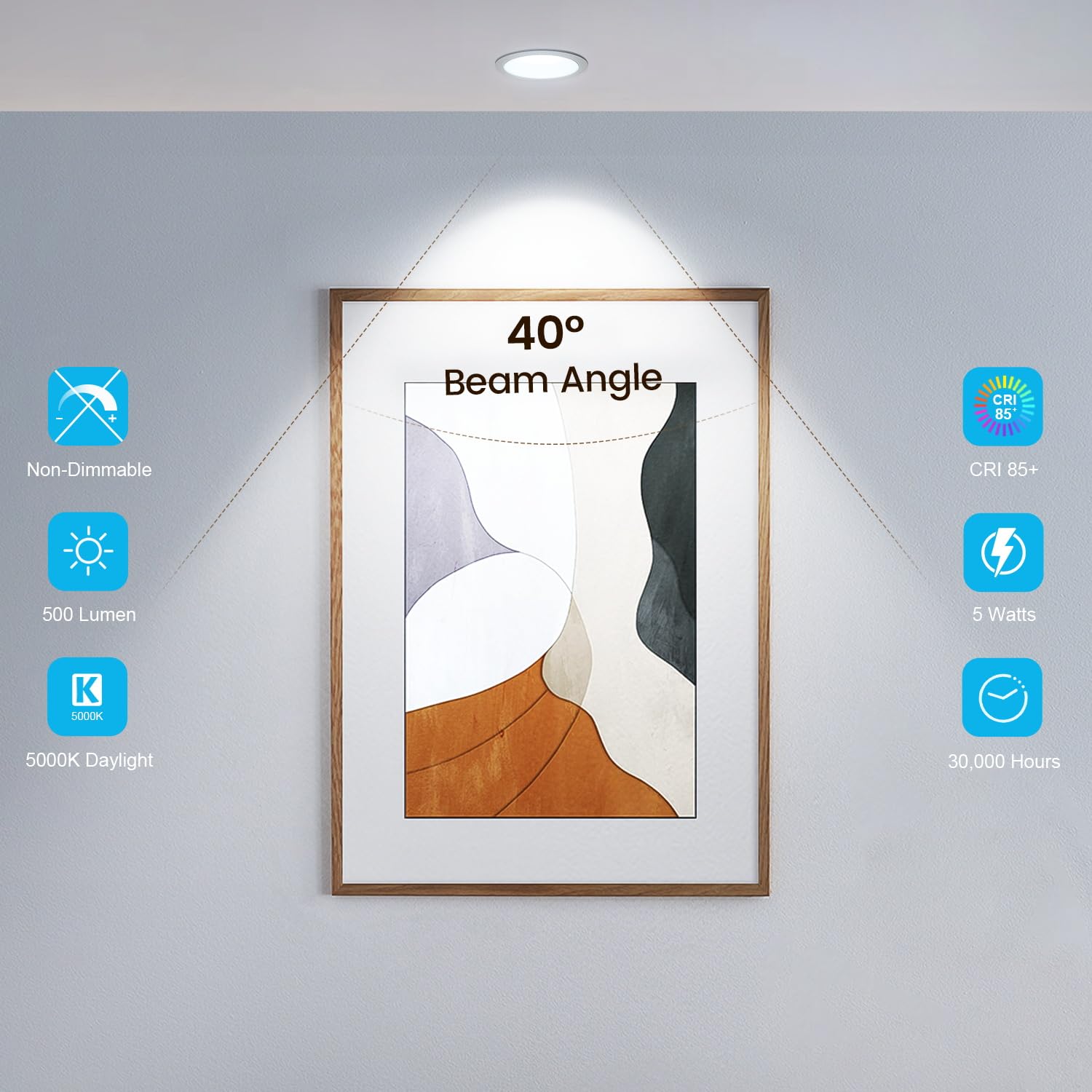 Gu10 Led Bulb 5000K Daylight, 5W (50W Equivalent), 120V 500Lm, Ul Certified, Energy Saving, 40-Degree Beam Angle, Ideal For Kitc