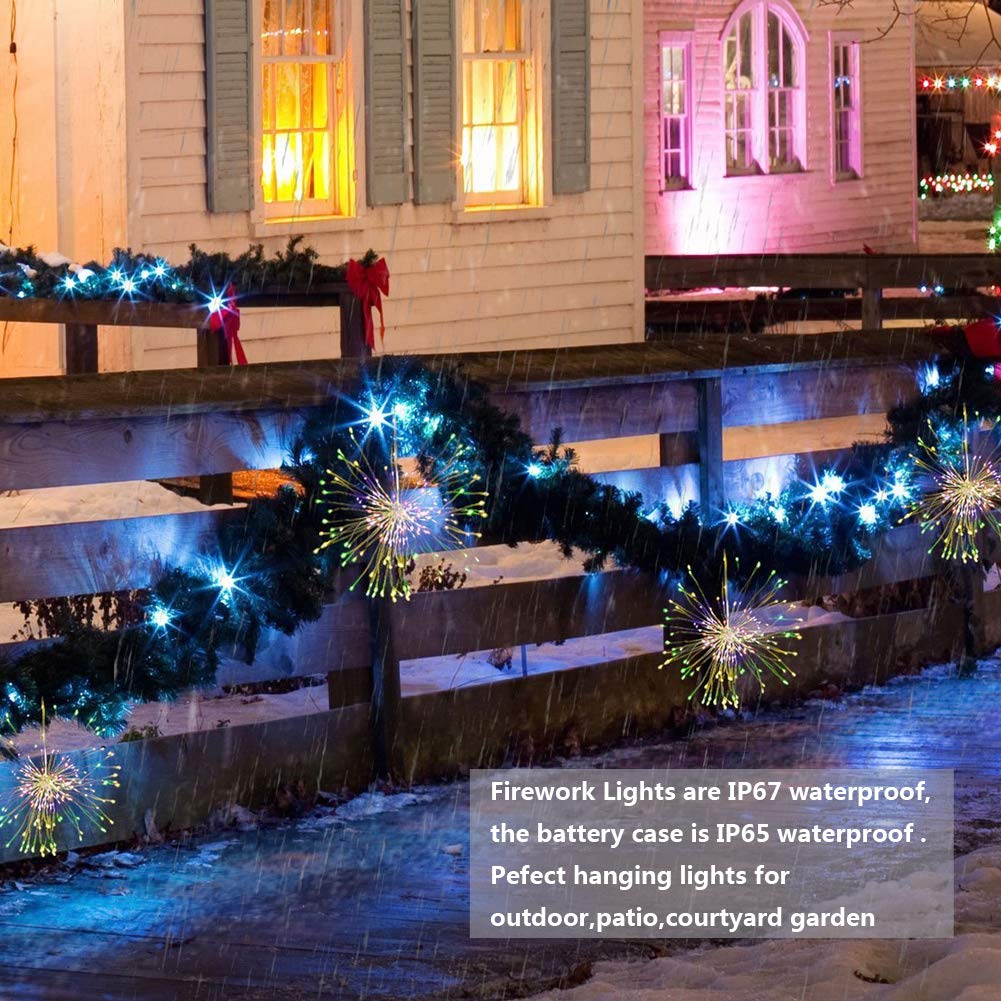 Fooing 6 Pack Firework Lights Led Copper Wire Starbursts String Lights 8 Modes Battery Operated Fairy Lights With Remote,Decorat