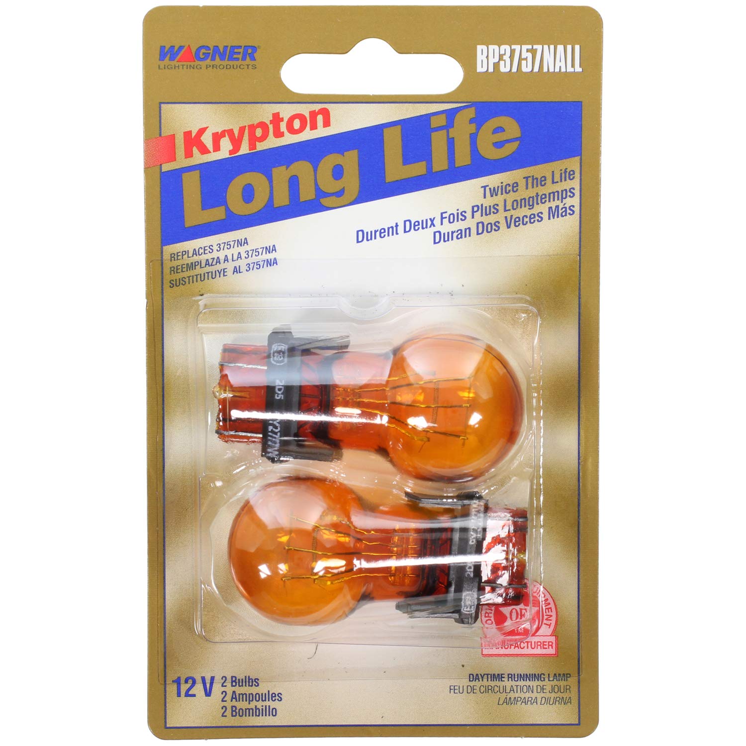 Wagner Long Life Multi-Purpose Light Bulb, Card of 2, Assorted Color, Model BP3757NALL, Glass Material