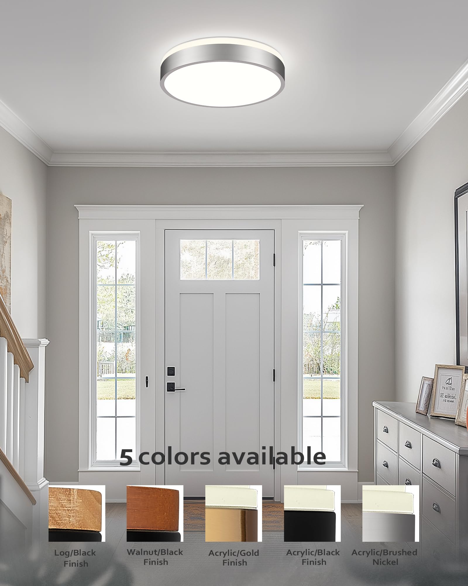 Ken & Ricky Modern Flush Mount Led Ceiling Light Fixture  12 Inch 5Cct Ceiling Light  Brushed Nickel Hallway Lighting Fixtures Ceiling  Kr3350-1Pk