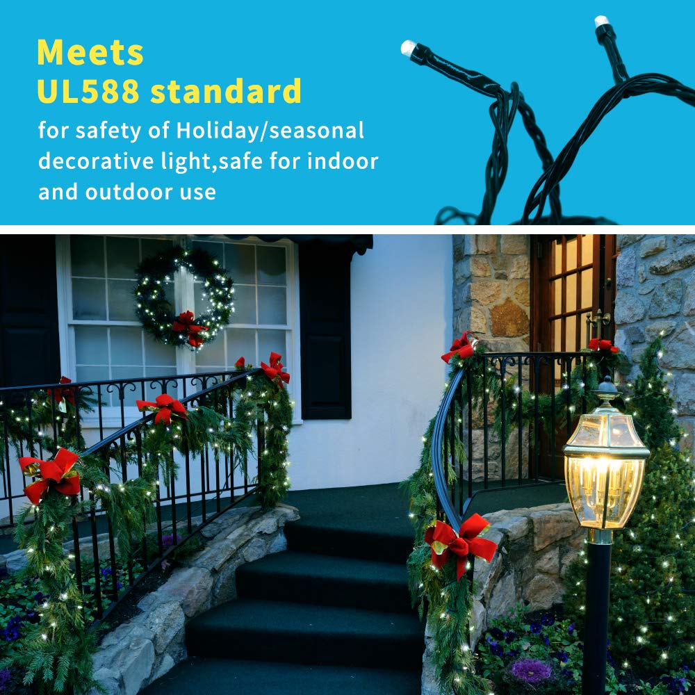 Outylts Christmas String Lights End-To-End Plug 8 Modes 108Ft 300 Led Ip55 Outdoor Waterproof Ul Certificated Indoor Fairy Lights Garden Wedding Christma Trees Parties Decoration White Light