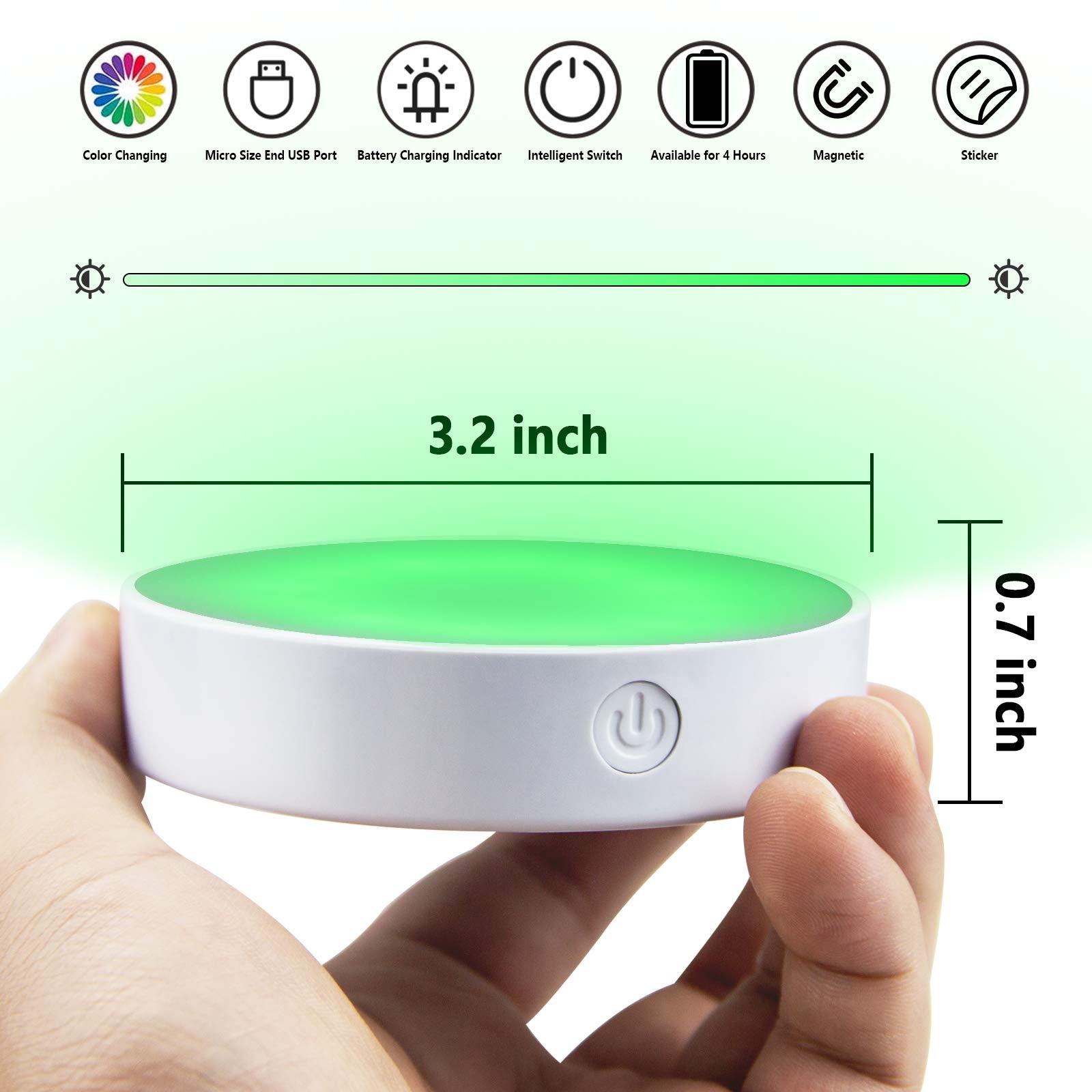 Lavaed 4 Pack Rgb+W 16 Color Changing Puck Lights With Remote Control 12Led Dimmable Closet Lights 600Mah Usb Rechargeable Under