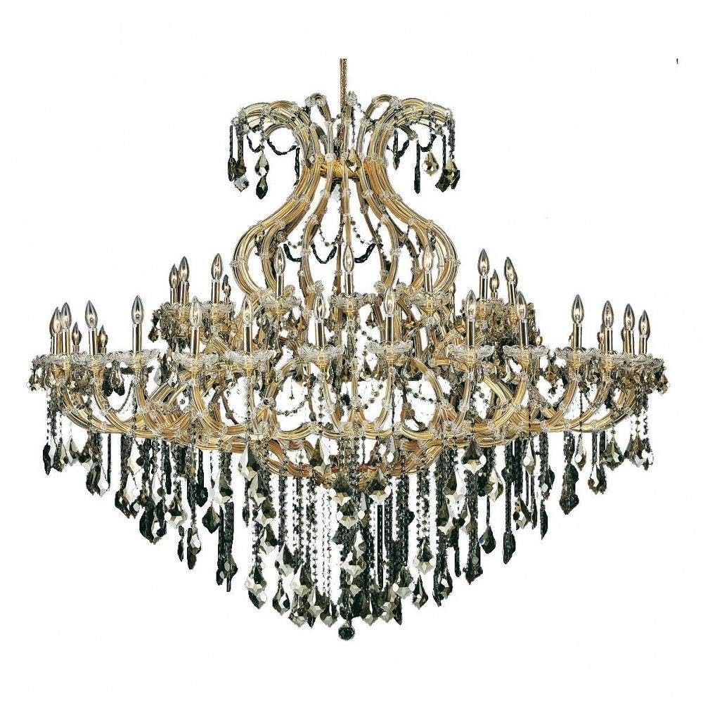 Elegant Lighting 2800G72G-GT/RC Royal Cut Maria Theresa 49-Light, Two-Tier Chandelier, Finished in Gold with Smoky Golden Teak Crystals