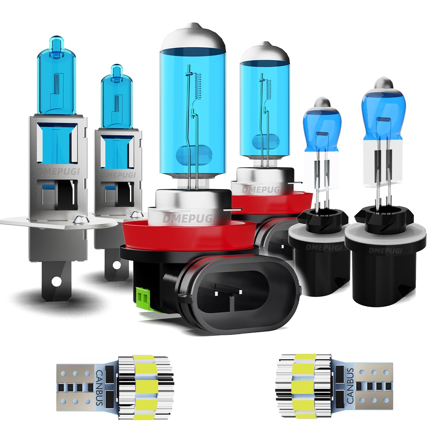 DMEPUGI headlight bulbs Compatible With Sonata 2010 Halogen lights,H1 High Beam+ H11/H8/H9 Low Beam+ 880 Fog Lights Kits+ Licens