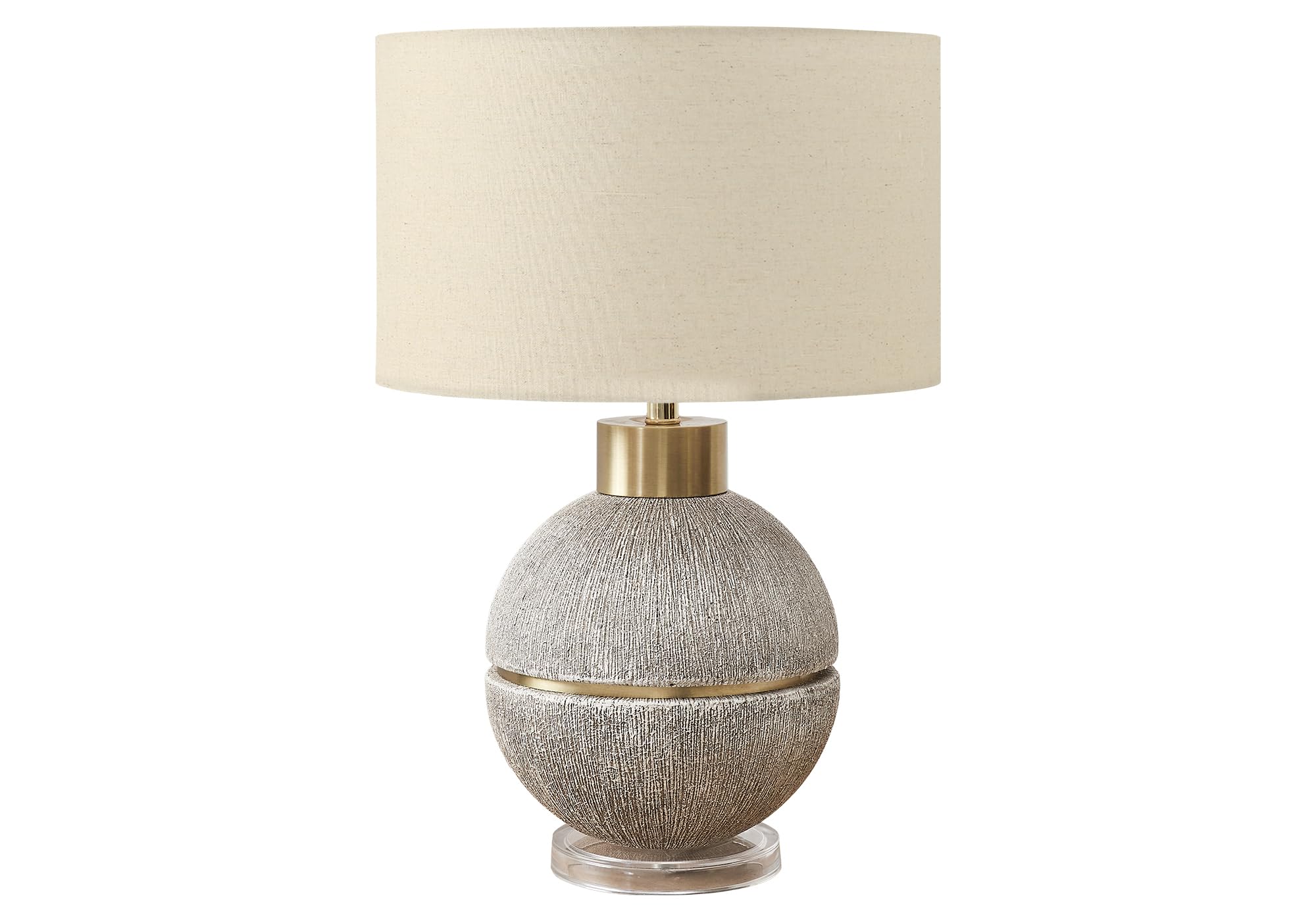 Monarch Specialties I 9925 Table Lamp, 26" H, Brown/Gold Resin, Beige Shade, Contemporary Design