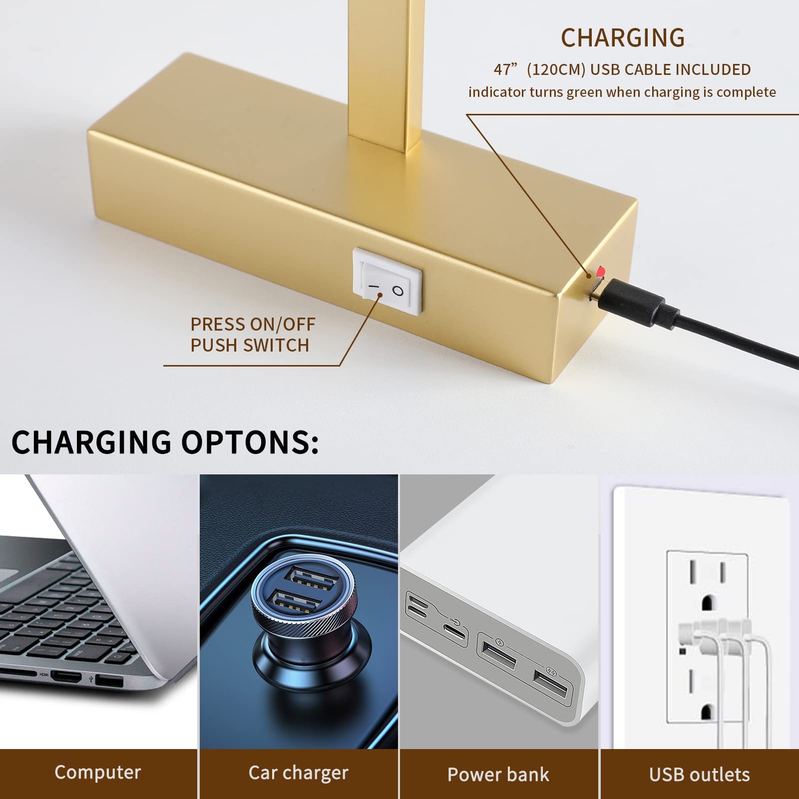 Joosenhouse Wireless Picture Light, Dimmable Gold 15.75&quot; Wall Light With Remote & Timer