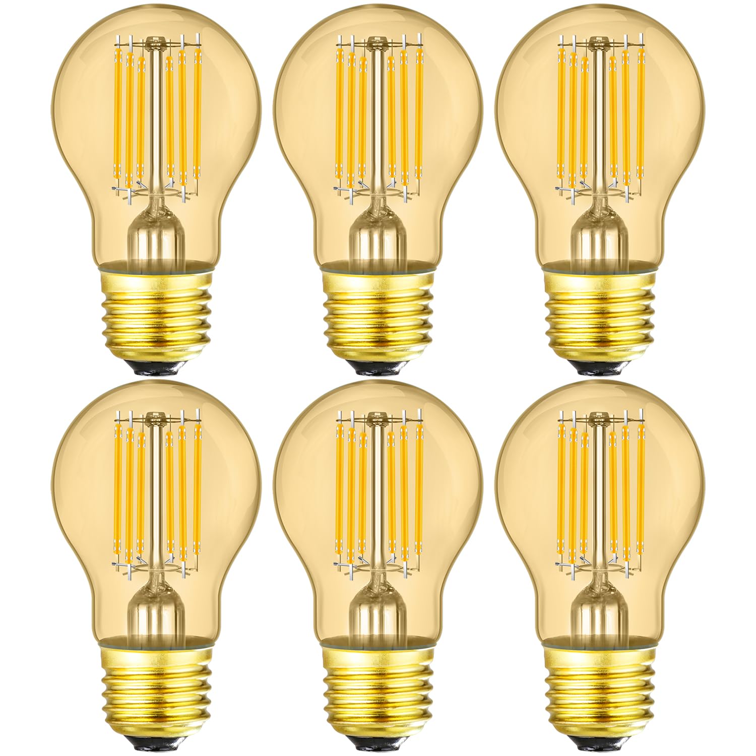 Leools A15 Led Bulb 8W Equal E26 Bulb 75 Watt Dimmable E26 Edison Bulb Warm White 2700K Amber Glass Ac120V 800Lm E26 Led Edison 