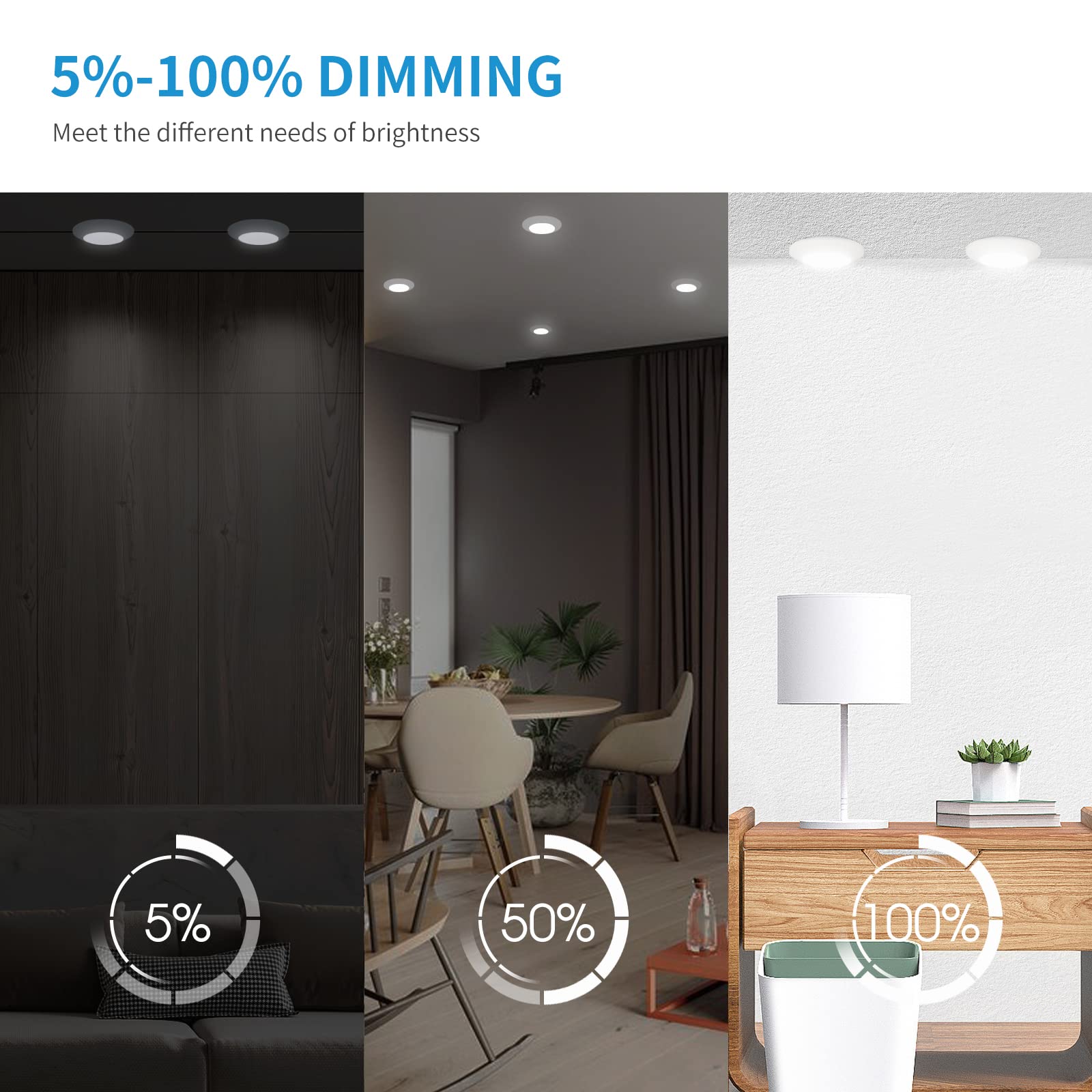 Ecoeler 4 Inch Led Dimmable Disk Light, Aluminum Baffle Trim, 4000K Cool White, 650Lm Flush Mount Ceiling Recessed Light Fixture, Energy Star & Etl-Listed, 4Pack