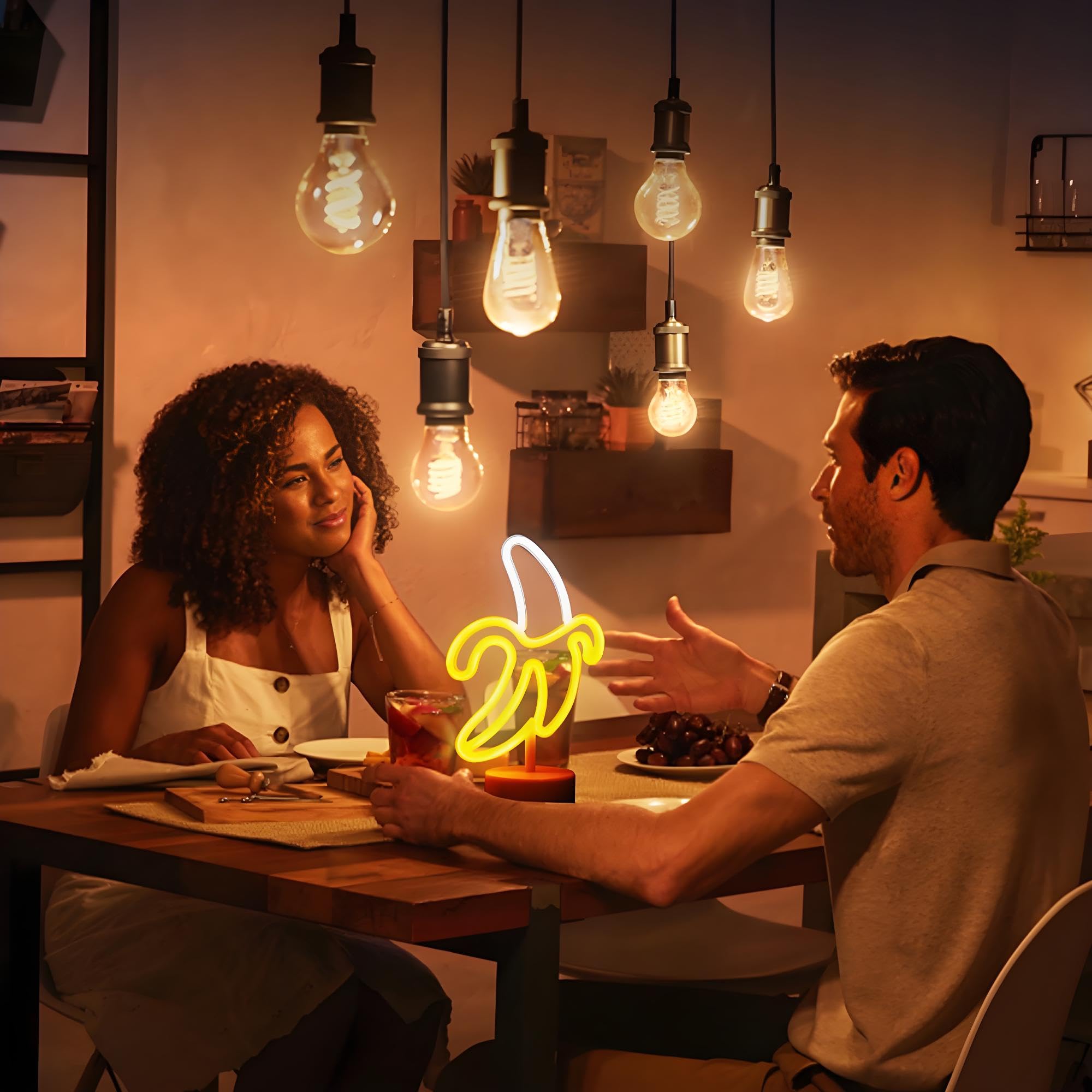 Enuoli Banana Neon Sign, Led Light Banana Neon Sign Decoration Art Lamp For Bedroom Kids Room Christmas Birthday Wedding Party,