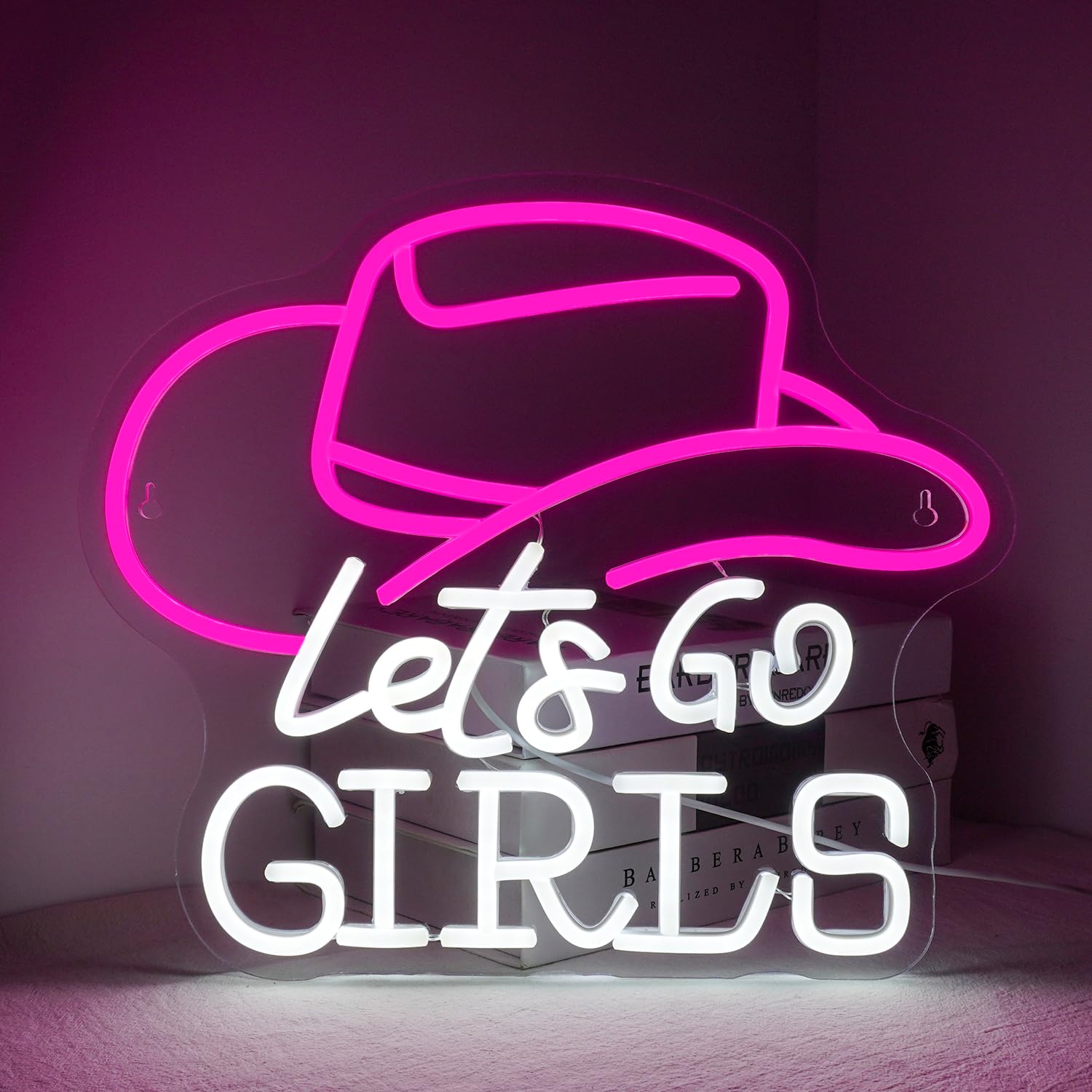 LUCUNSTAR Neon Sign Wall Art, USB Cowgirl Hat LED Light, 23x1x12 in, Plastic, Girls