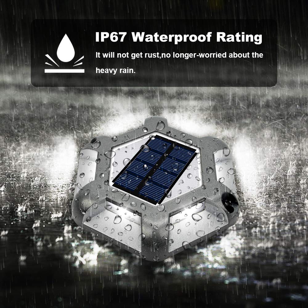 VOLISUN Solar Deck Lights, 12-Pack Waterproof LED Aluminum Dock Lighting, Warm White & White, Model B08LKB4PTN