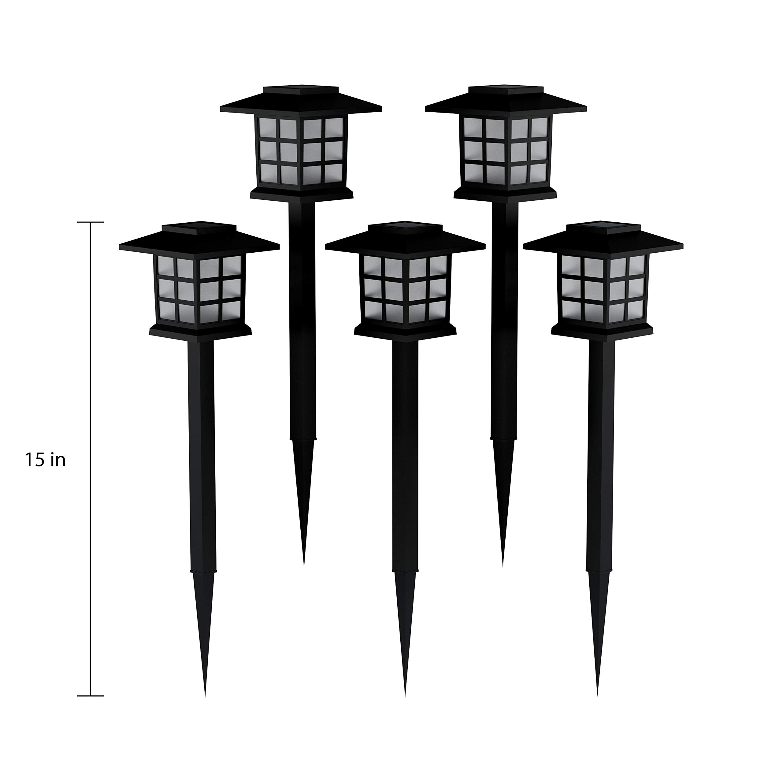Pure Garden Solar Pathway Coach Lights - Set Of 6 Water-Resistant Outdoor Stake Lighting For Garden, Landscape, Patio, Garden, And Walkway (Black)