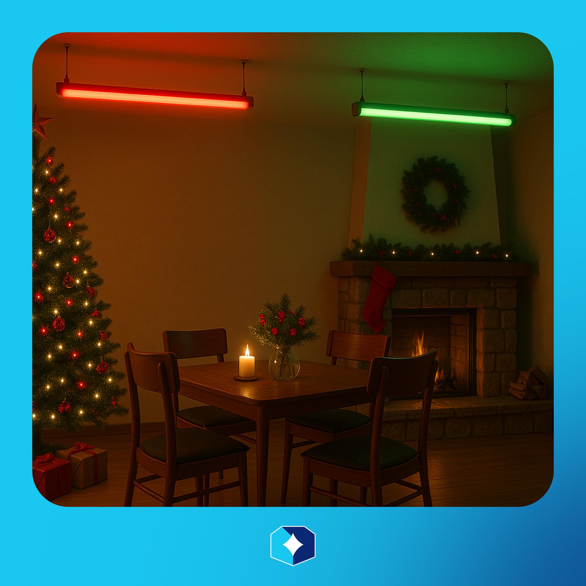 Kastlite T8 Led/Fluorescent Light Tube Guard With End Caps - 46-3/8 Lamp Diffuser Covers & Safety Sleeves  Christmas Red/Green Protective Plastic Bulb Covering & Overhead Lighting Accessory  6-Pack