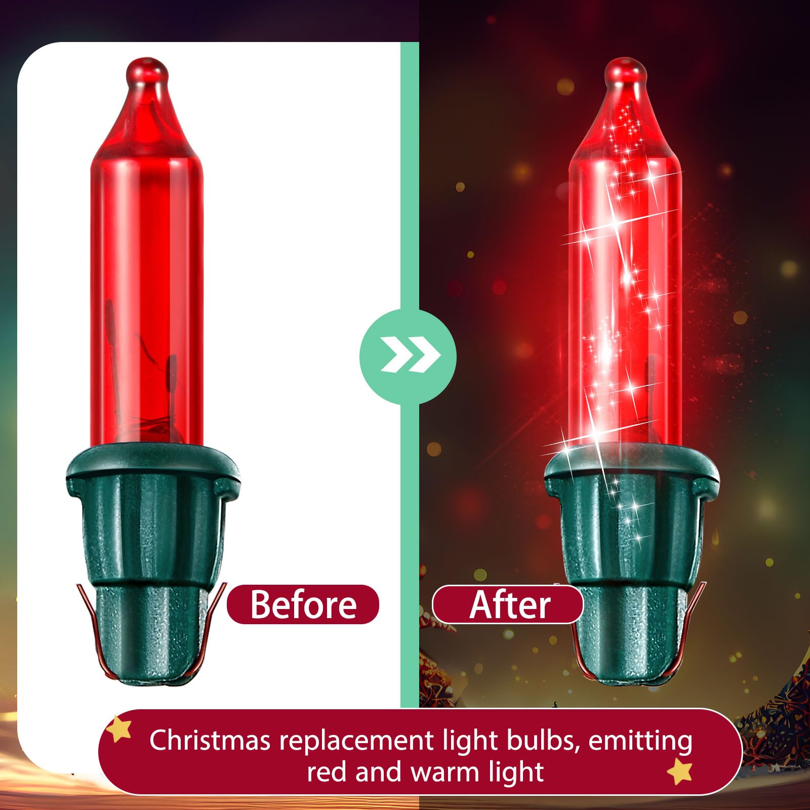 Mudder 80 Count Christmas Mini Light Bulbs, Colorful Incandescent Replacement, 12Vx0.08A, for Indoor/Outdoor Decor, Model TS-Mudder-4559