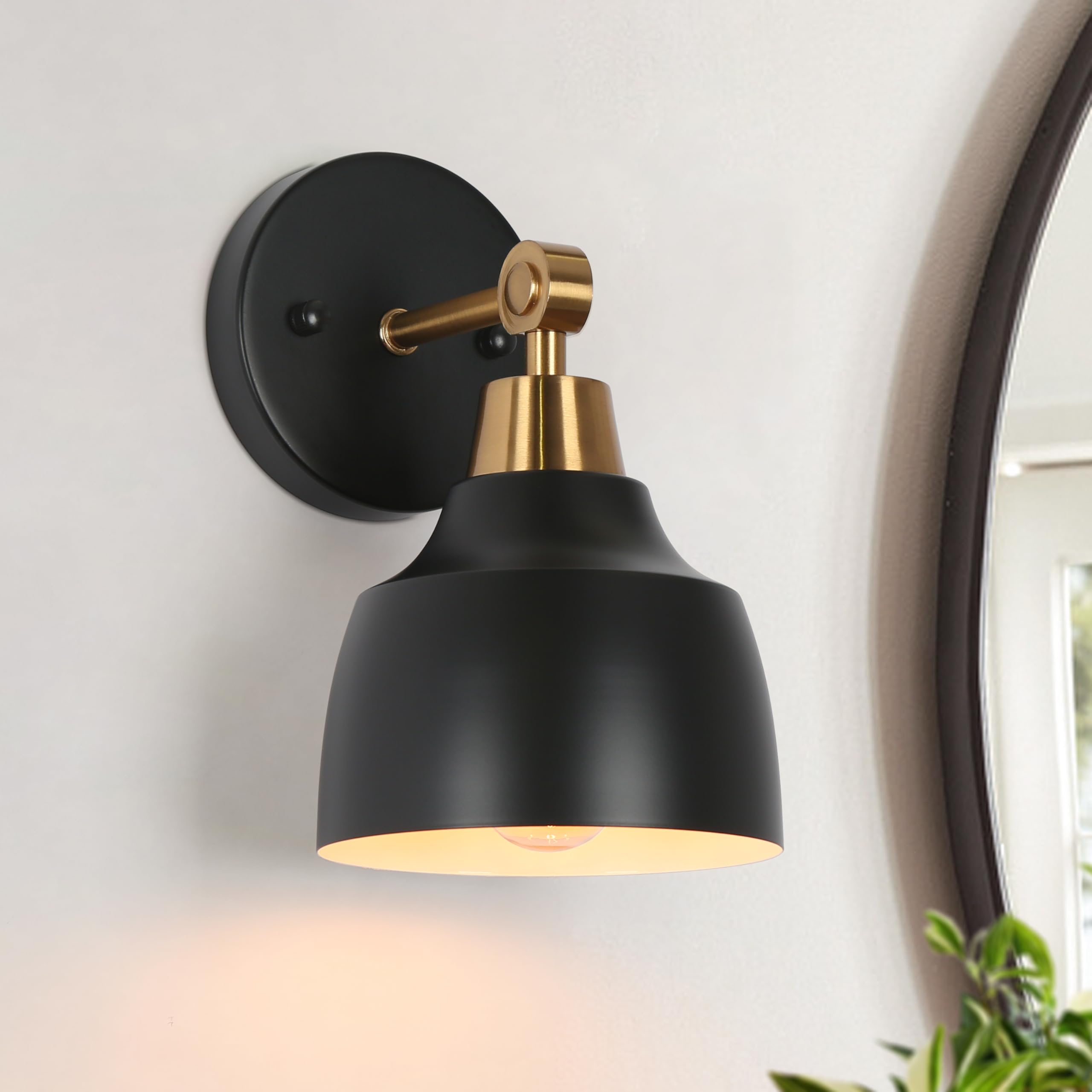 Ksana Sconces Wall Lighting, 1-Light Black And Gold Wall Sconce Light, Modern Metal Bedroom Bathroom Wall Sconces Indoor