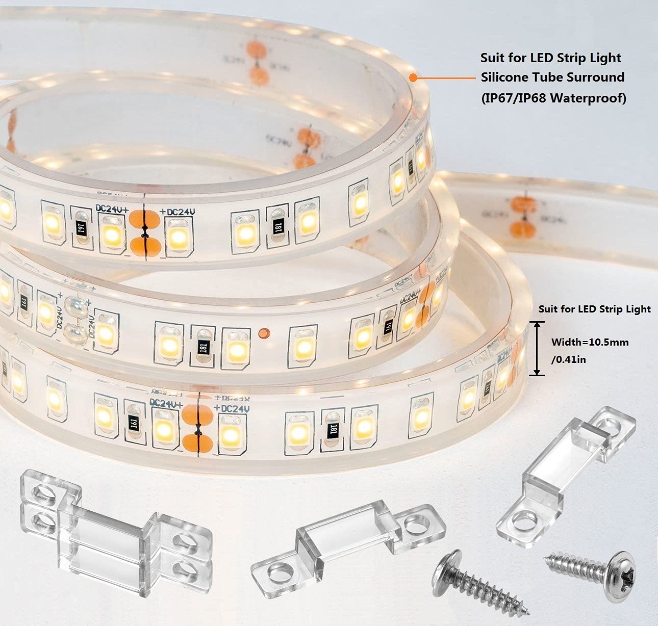 Mmsd 100 Pack Led Strip Light Mounting Brackets Strip Light Clamp With 202 Screws Suit For 10Mm Wide Ip67/68 Waterproof Strip Li
