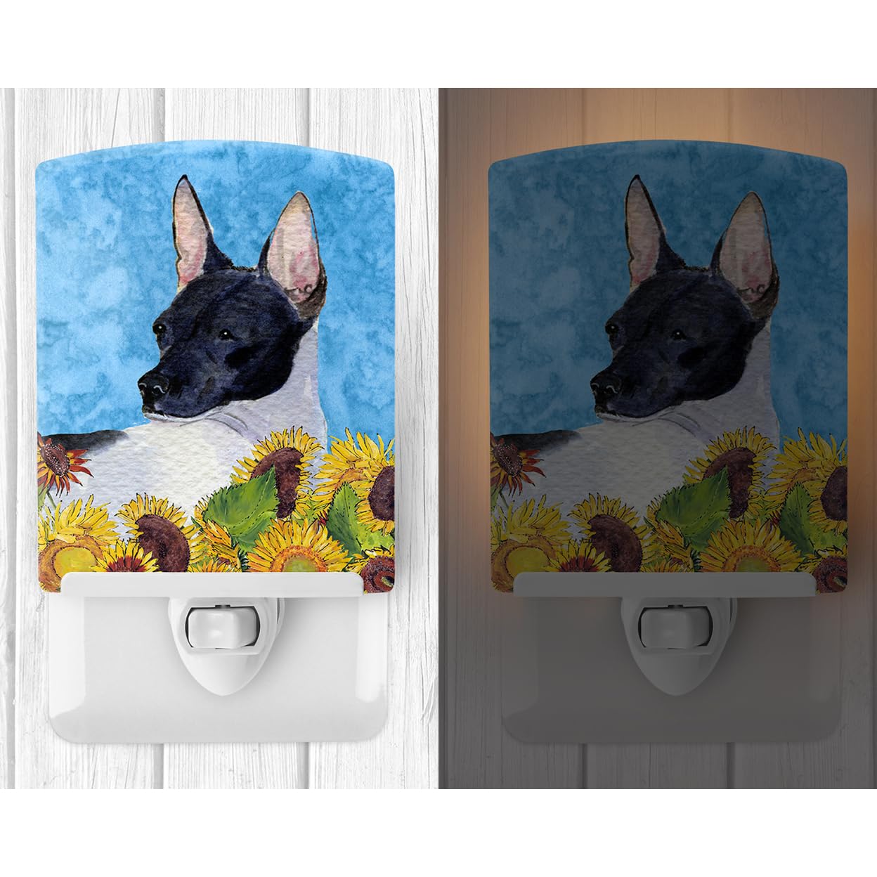 Carolines Treasures Ceramic Night Light, Rat Terrier Design, UL-Certified, 6x4x3 inches, Ideal for Bedroom, Bathroom, Nursery, Multicolor