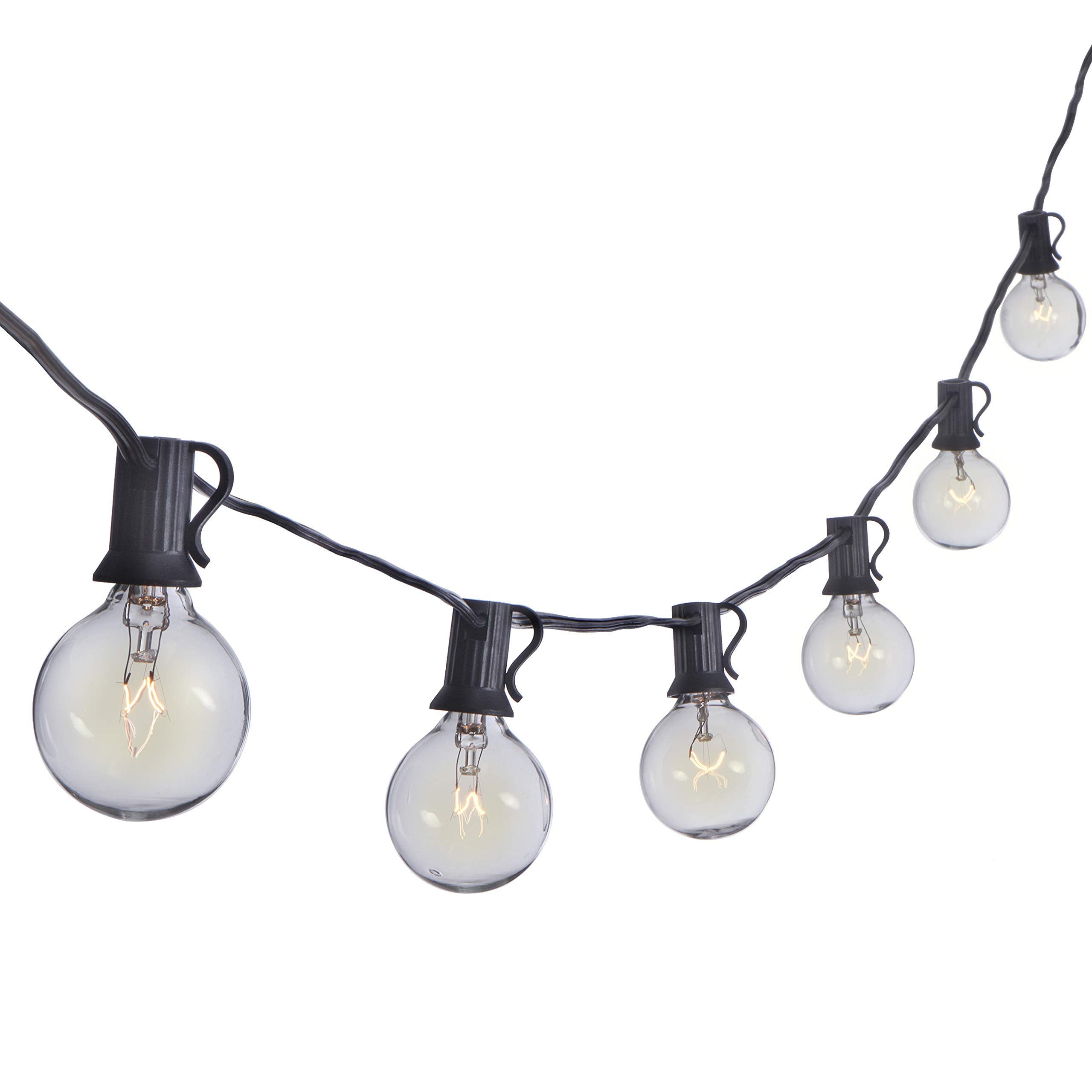 Sterno Home 25-Ft Clear Globe Outdoor Incandescent String Lights G40 Bulbs on Black Cord - For Backyard, Weddings, Patio, Porch,
