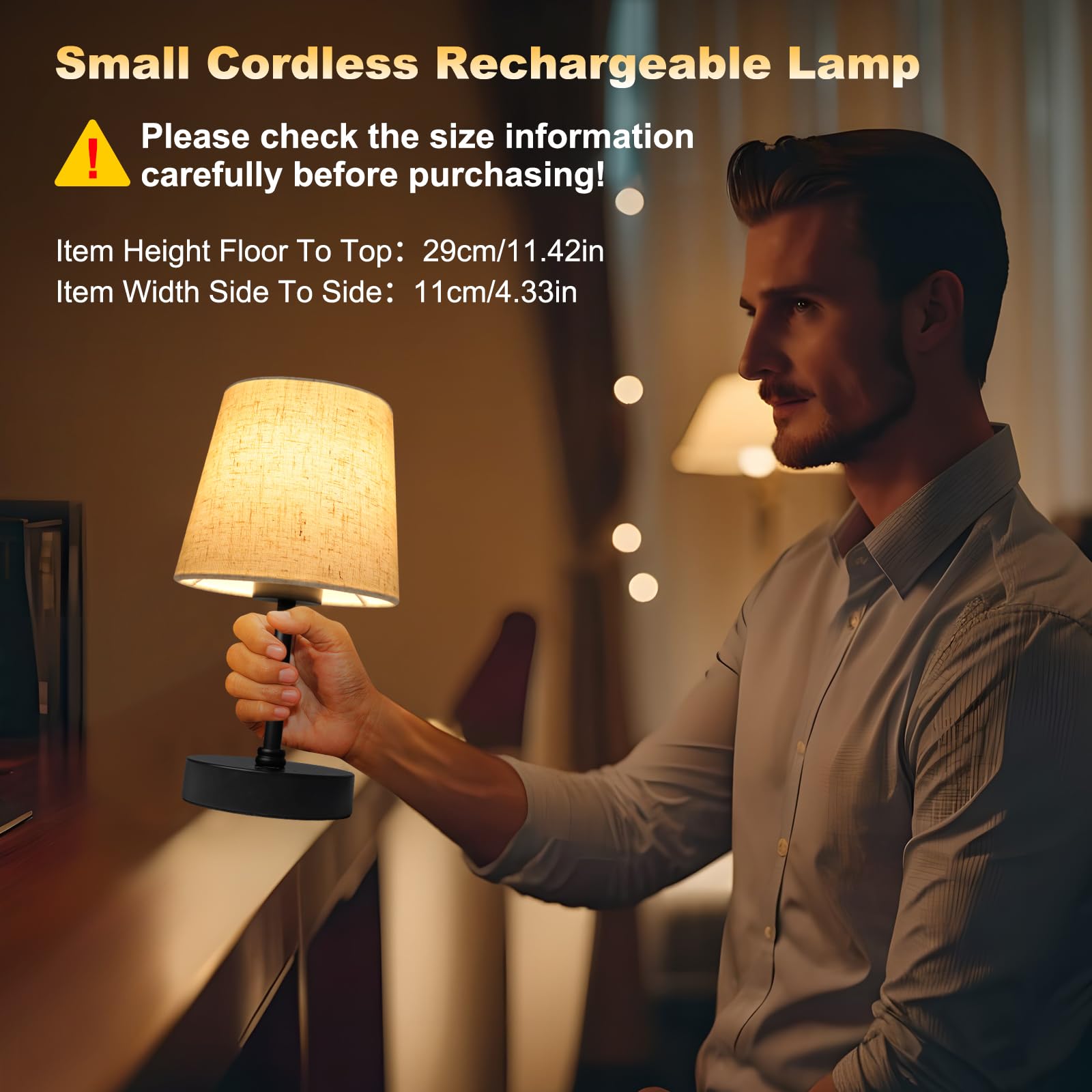 Wowag Small Cordless Table Lamp,5000Mah Rechargeable Battery Operated Desk Lamp,3 Colors & 7 Rgb Stepless Dimmable, Portable Tou