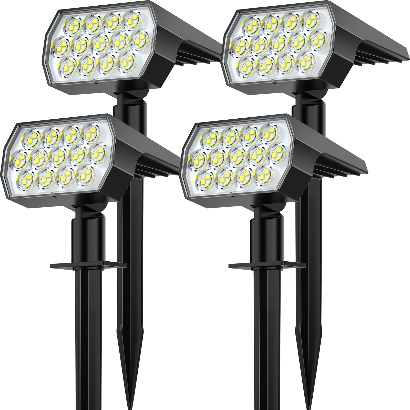 Fratink Solar Spot Lights Outdoor 2-in-1, IP65 Waterproof, 52 LED, 3 Lighting Modes, 4 Pack, Cool White, Model HD-M-0030