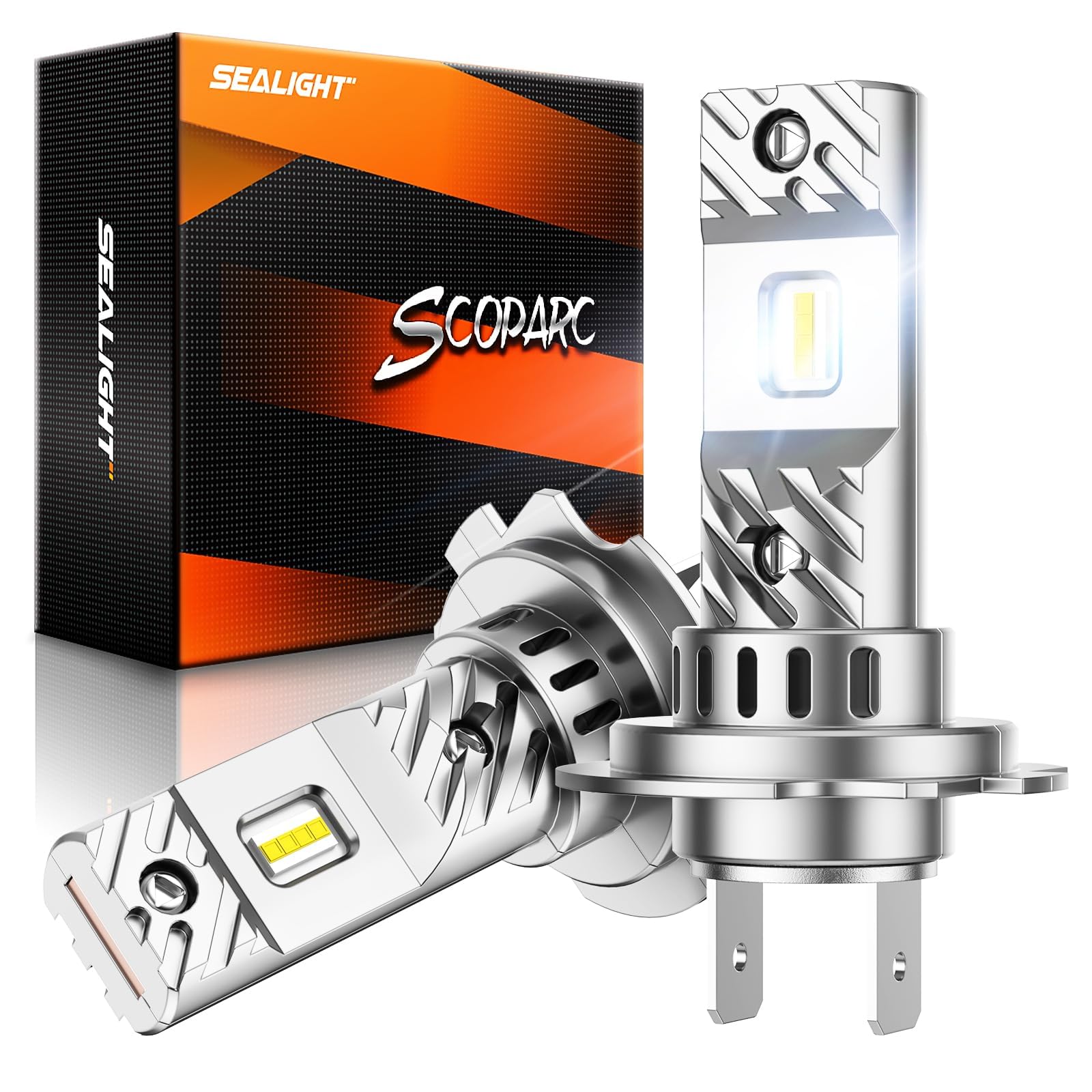 SEALIGHT H7 Bulbs 36000LM Ultra-Bright 6500K Cool White Driving Light Assemblies, Pack of 2, No Adapter Required