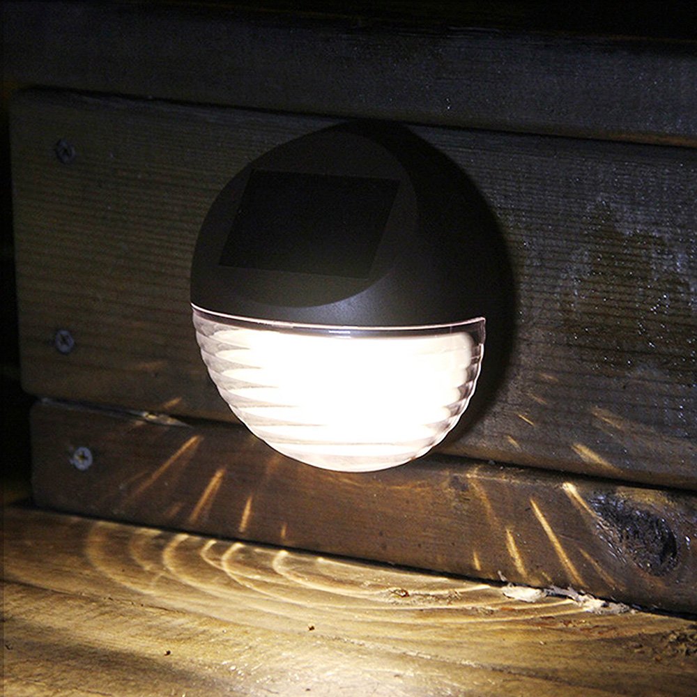 kinna Solar Deck Lights, 4 Pack LED Waterproof Step Lights, Dark Brown, Model PD-29578, for Railing, Stairs, Fence, Yard