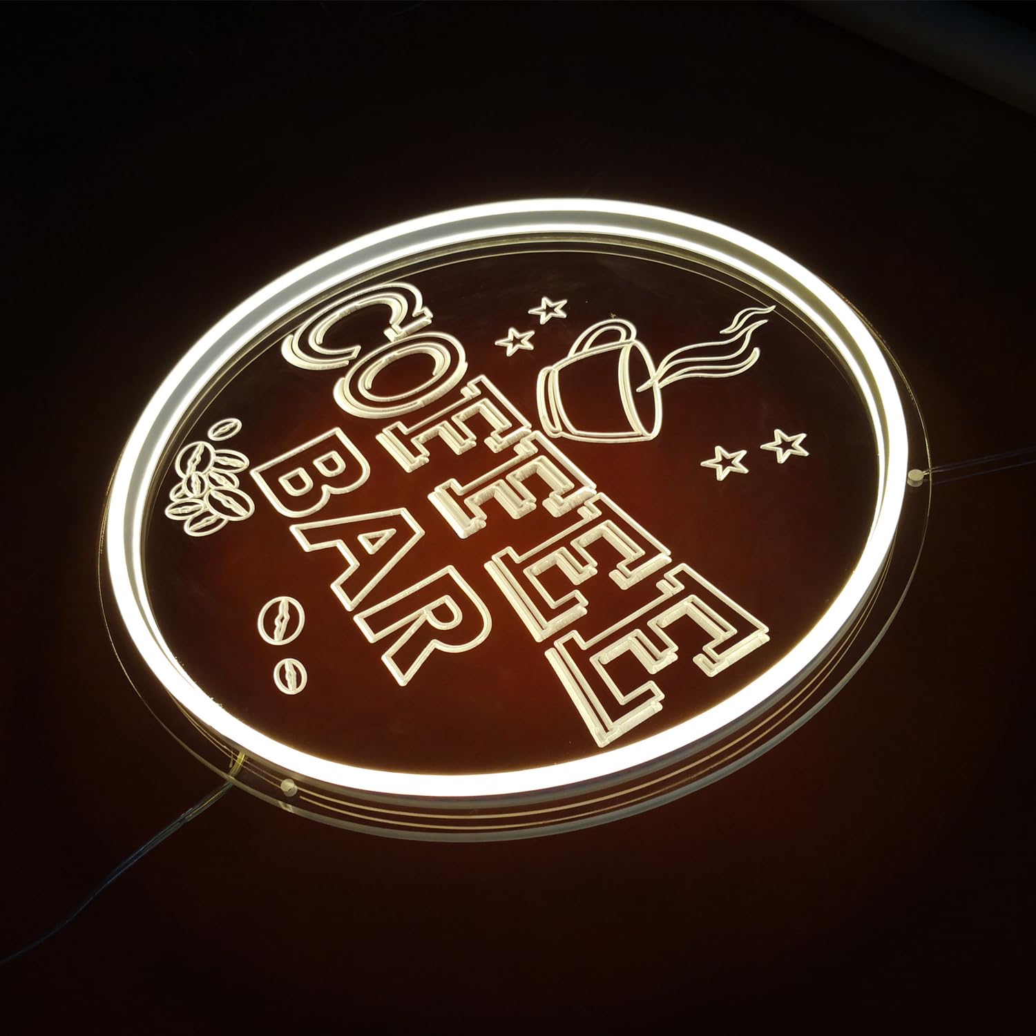 NOXTROND Neon Coffee Bar Sign, Dimmable LED Light, 12inx12in, Warm White, Model CB09, USB Powered Decor for Bar, Cafe, Kitchen