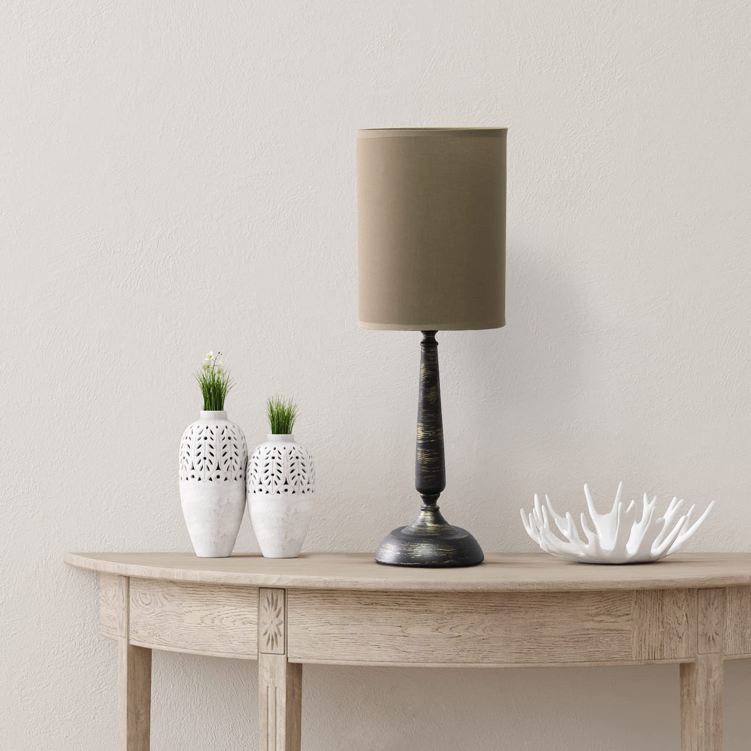 Simple Designs Table Lamp, Traditional Metal Iron, 8inL x 8inW x 22.75inH, Oil Rubbed Bronze, Model LT2075-ORB