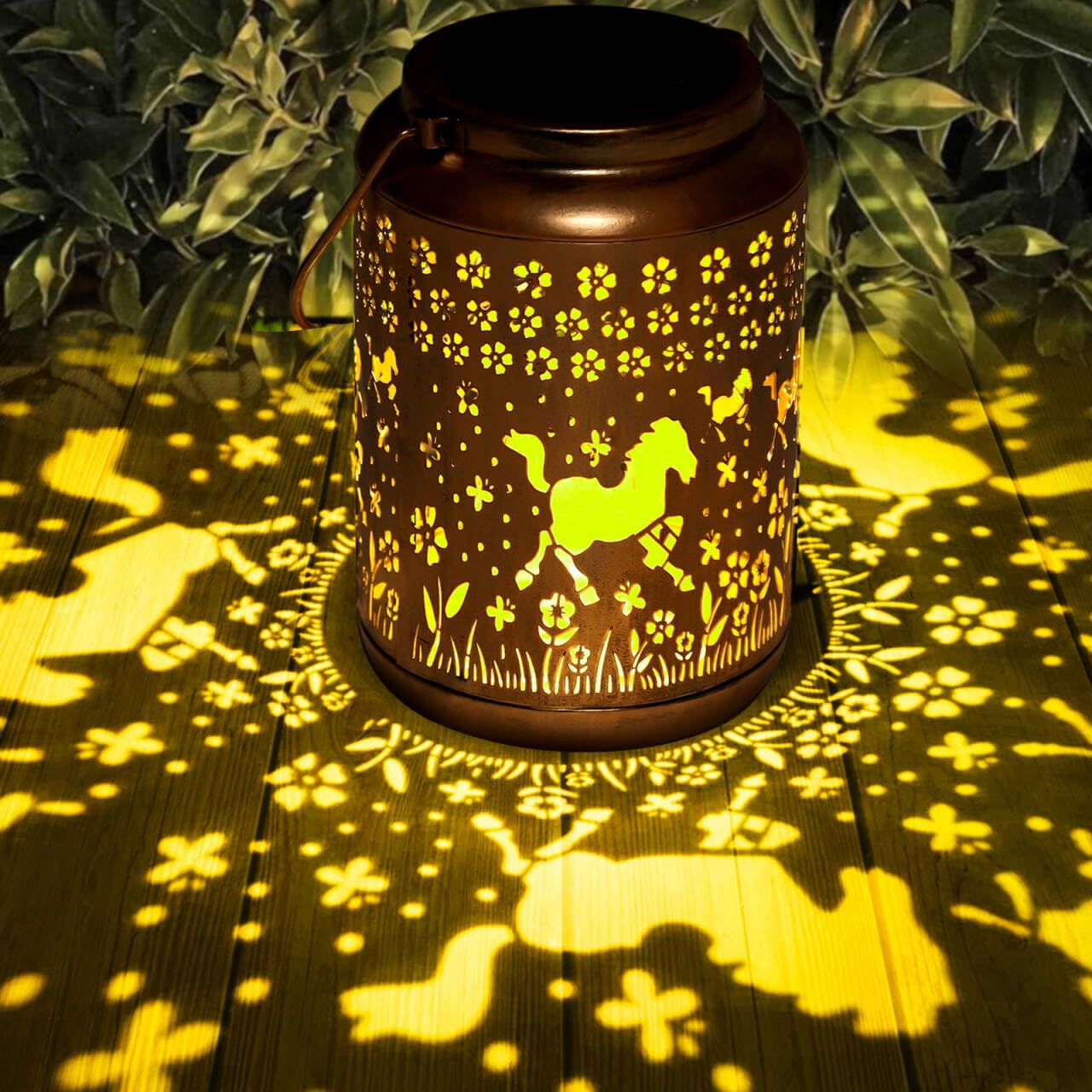 Buwheekoki Horse Solar Lantern - Waterproof Metal Outdoor Light, Bronze, Model ZN-LT003, Garden Decor, Gifts for Women and Moms