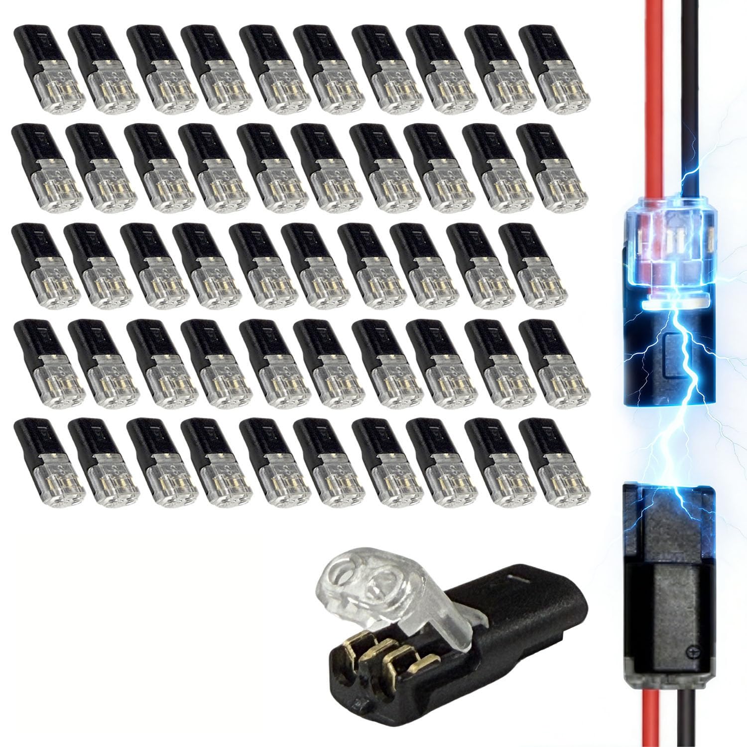 Double Wire Plug in Connector with Locking Buckle  Wire Quick Connectors  Quick Connect Wire Connectors for Band Lights DIY Crafting  Low-Voltage Decor & Model Kits (50PCS)
