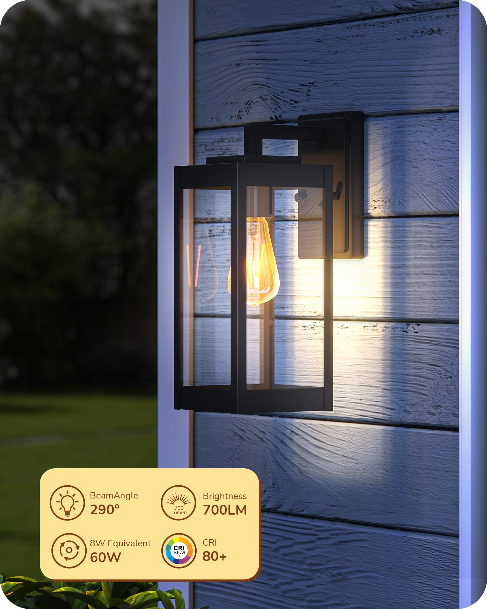 Edishine Dusk To Dawn Led Light Bulbs, 8W Equivalent 60W, Vintage Styled St64 Led Edison Bulbs, 700Lm Extra Bright 2700K Warm Wh